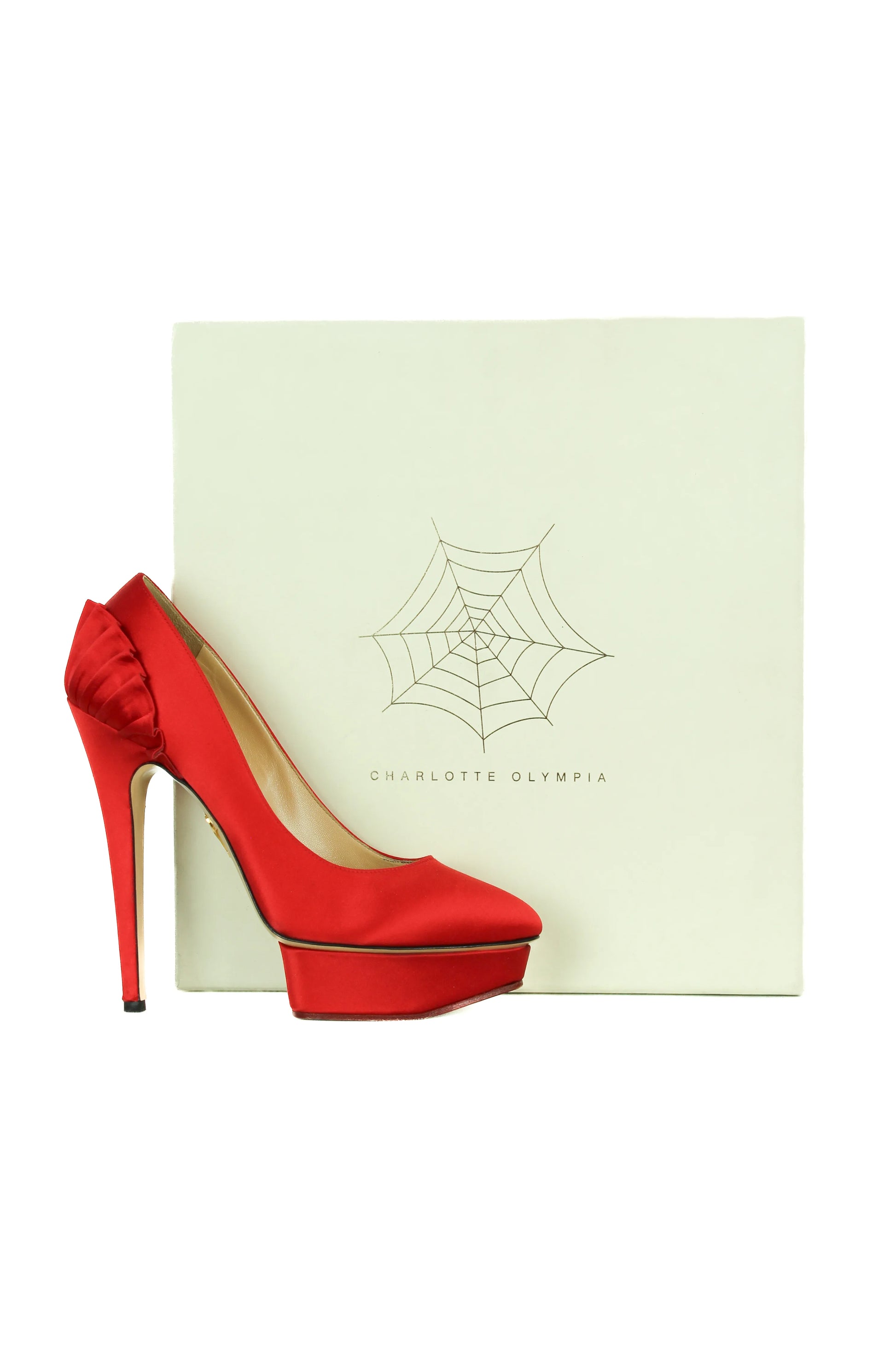 Red satin Debbie pumps