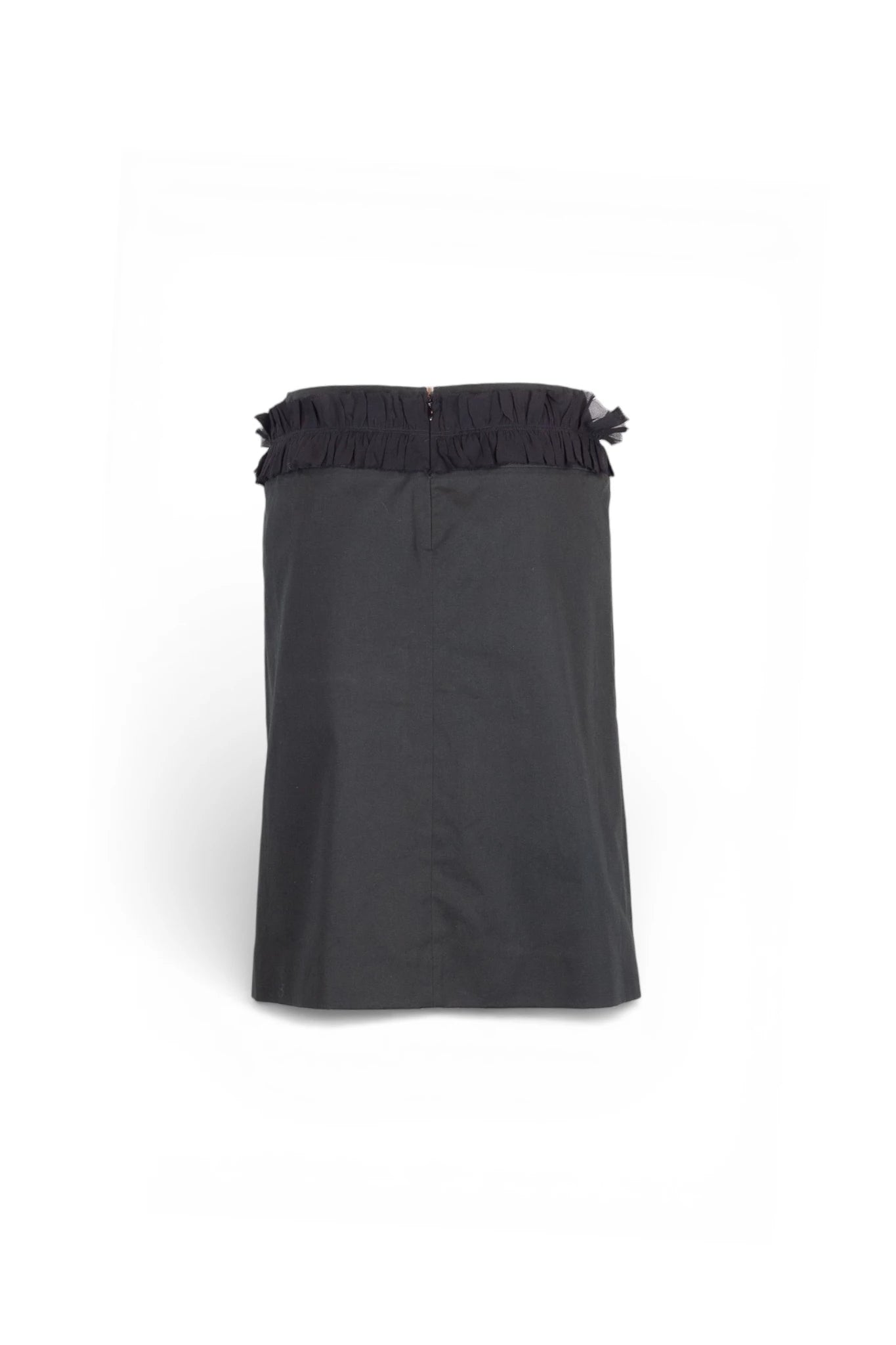 Straight Cotton Skirt with Silk Chiffon Belt Detail