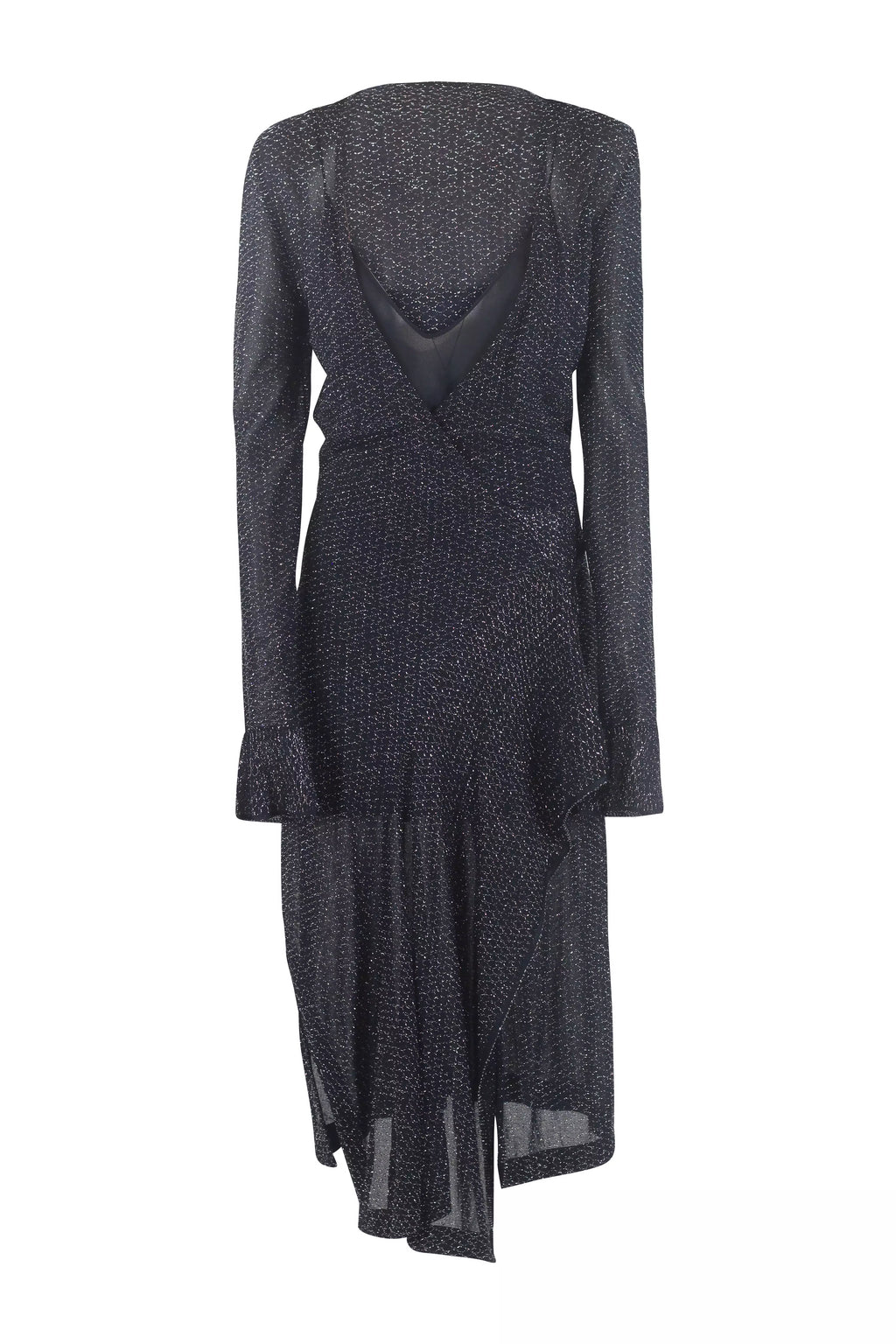 Metallic Knit Long Sleeve Evening Midi Dress