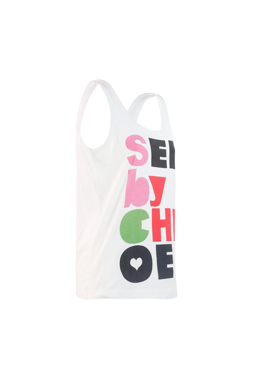 White Cotton Tank Top with Multicolour Logo