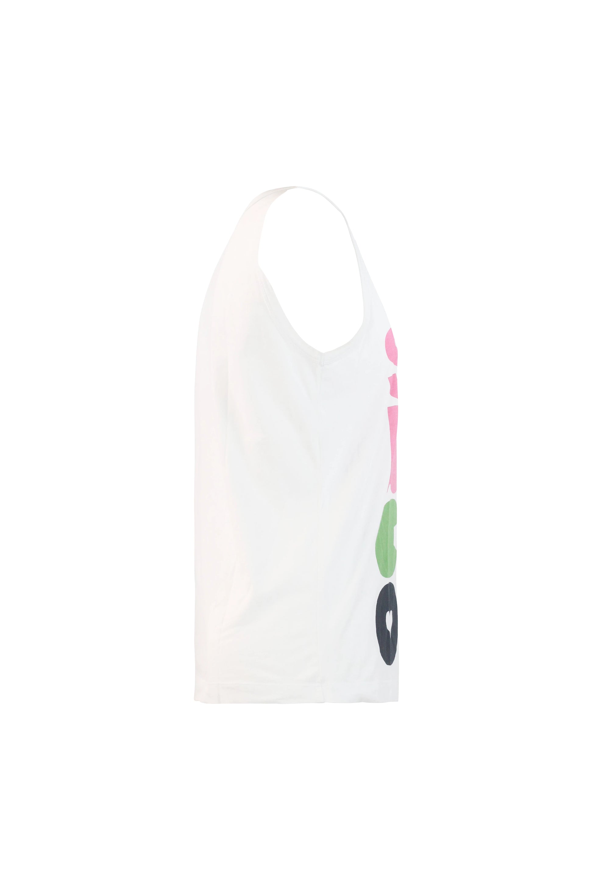 White Cotton Tank Top with Multicolour Logo