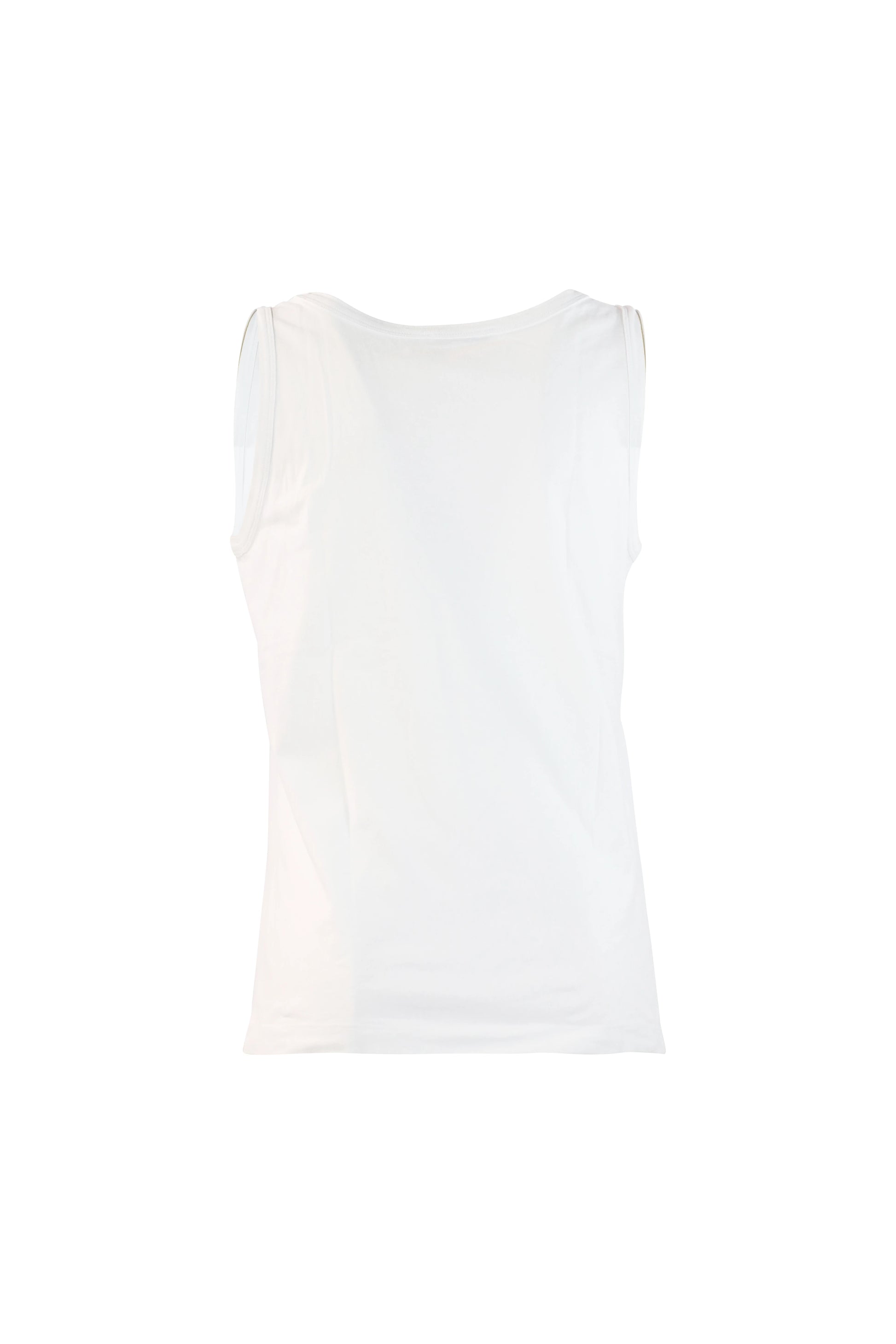 White Cotton Tank Top with Multicolour Logo
