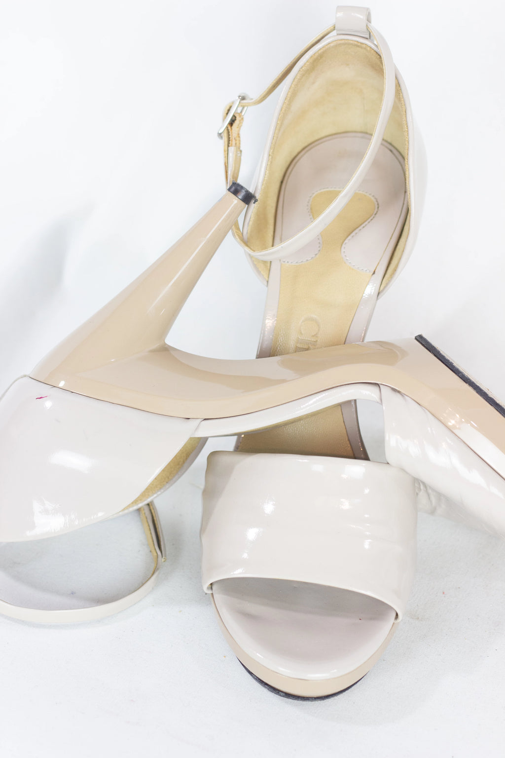 Beige Patent Sandals