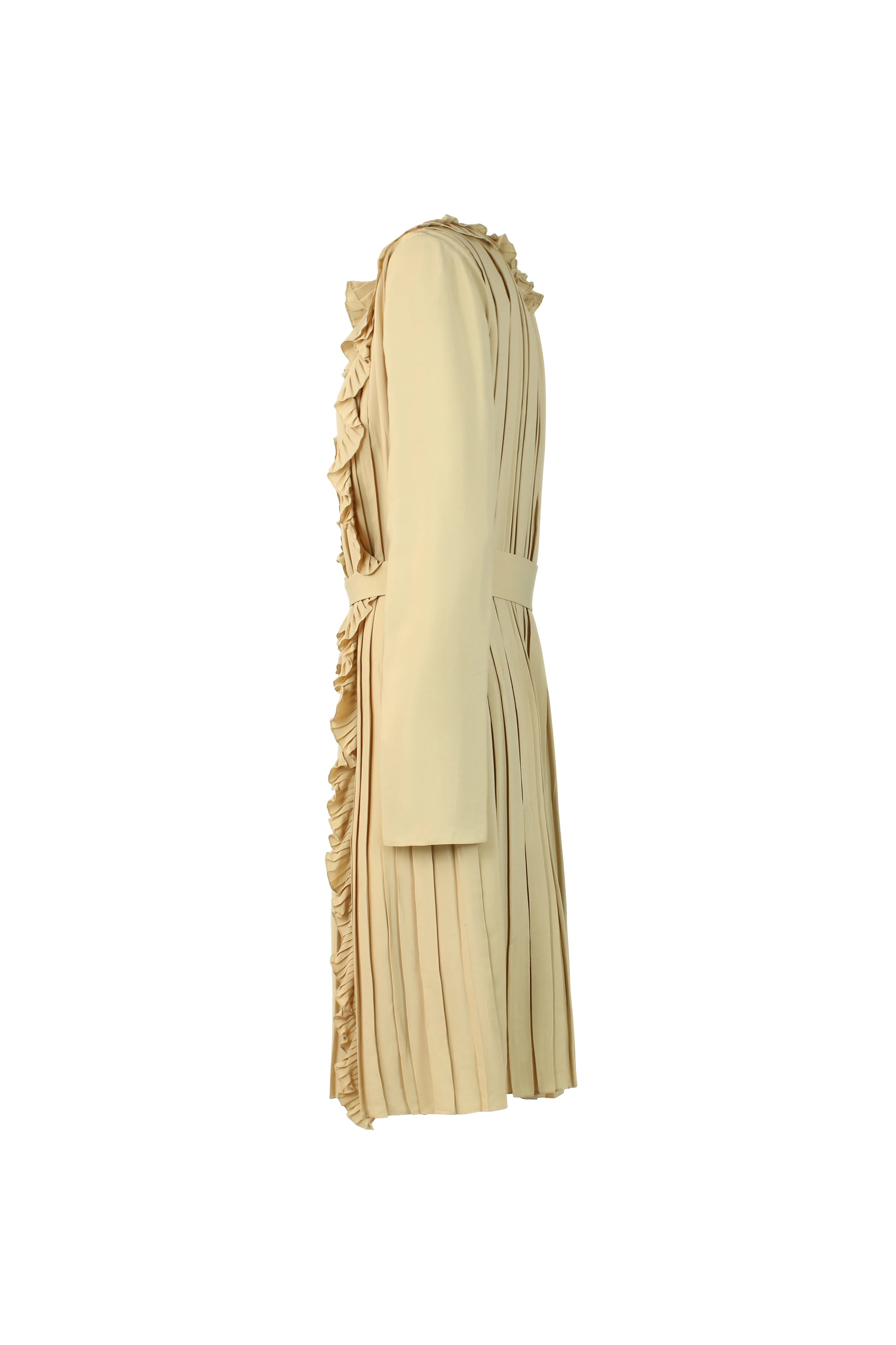 Silk Blend Ruched Dress with Collar and Belt