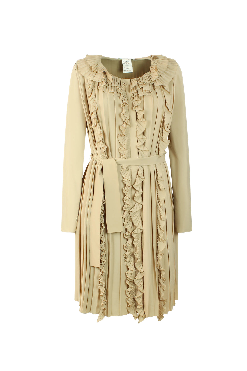 Silk Blend Ruched Dress with Collar and Belt