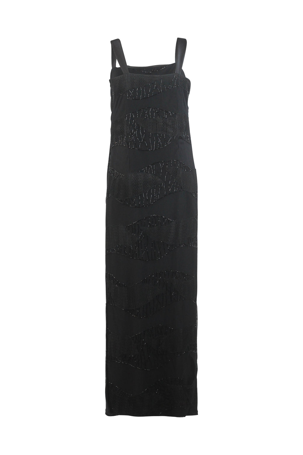 Black Beaded Tulle Column Dress