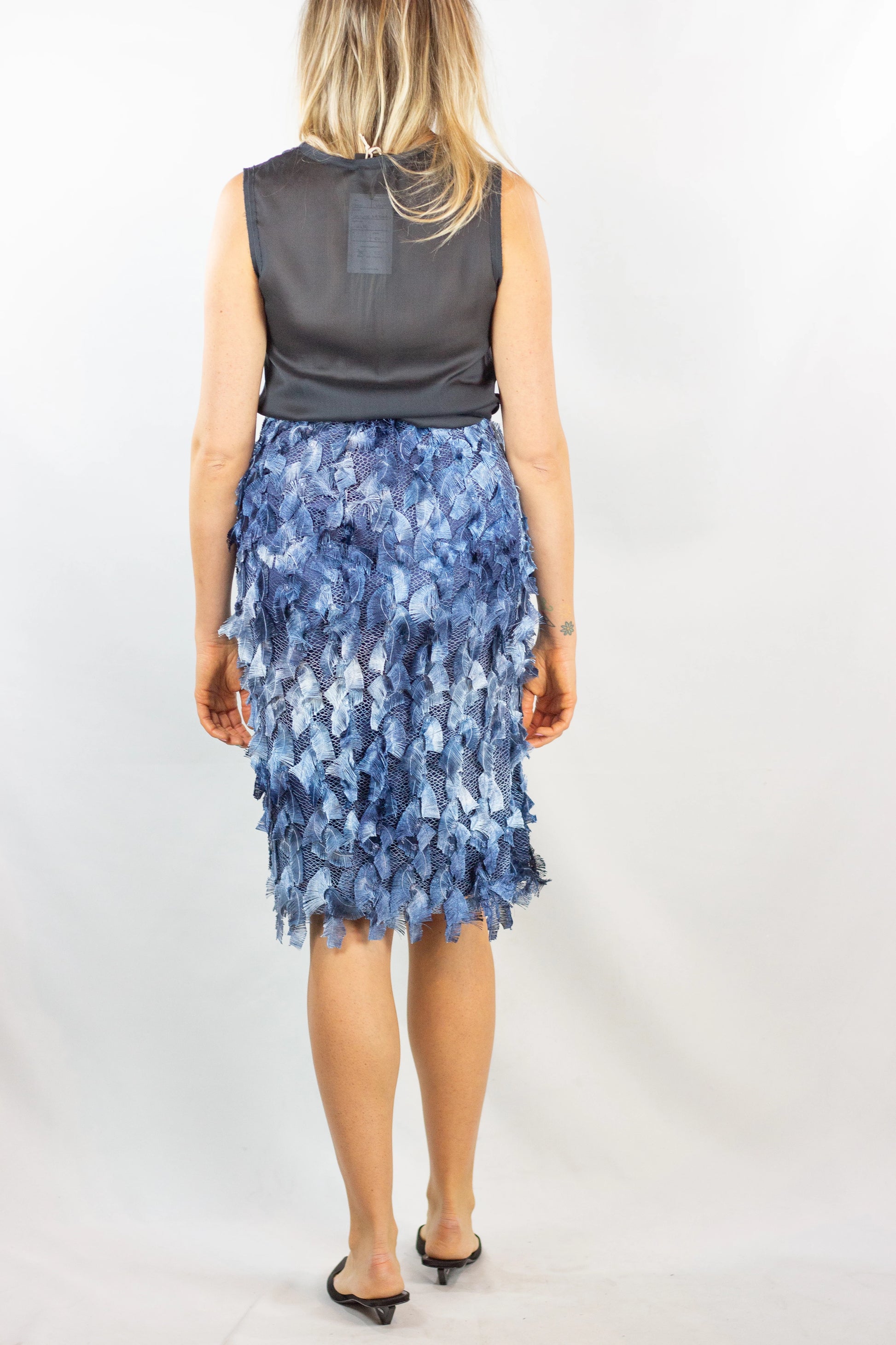 Pencil Skirt with Feather-Like Texture