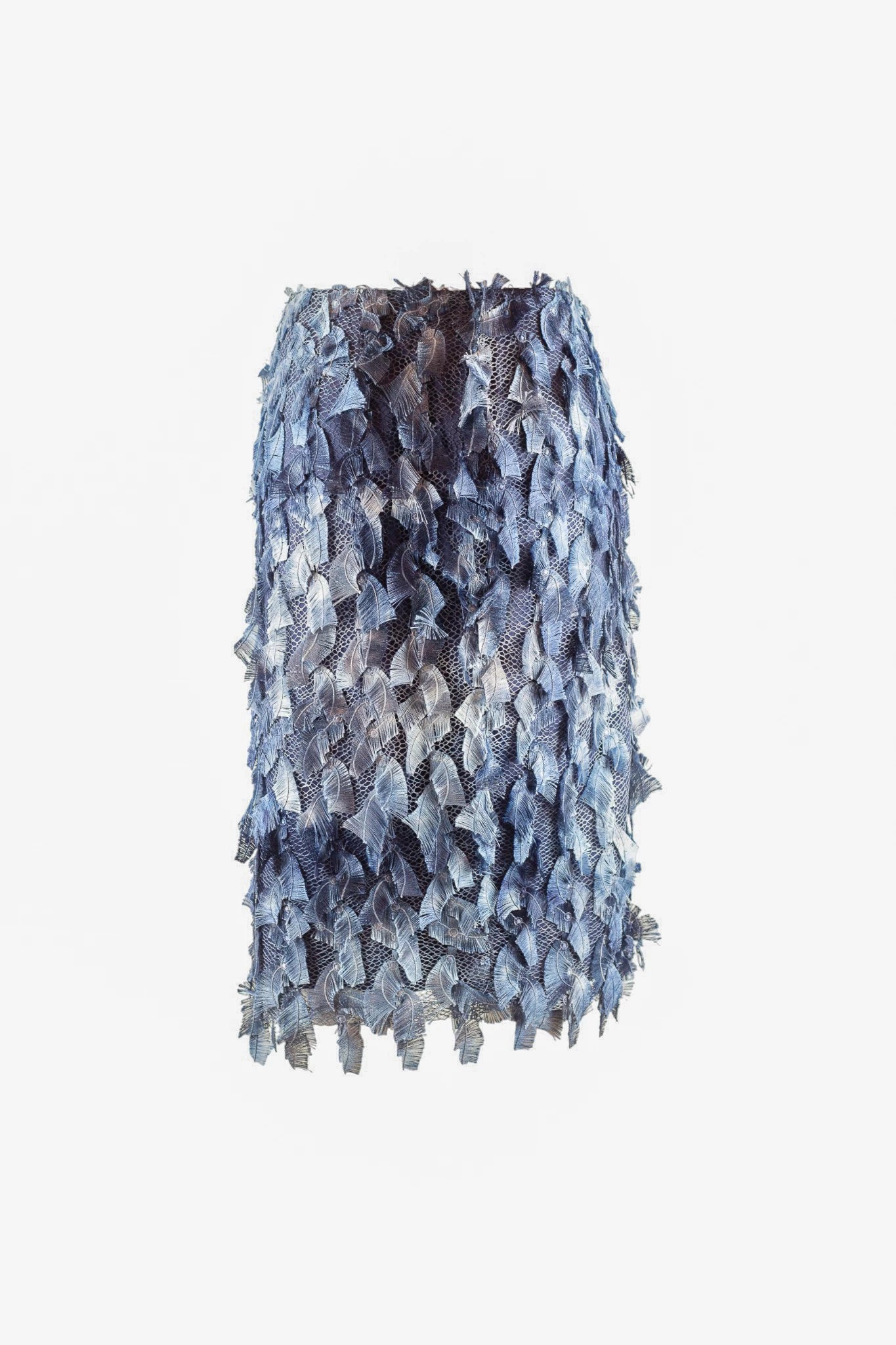 Pencil Skirt with Feather-Like Texture