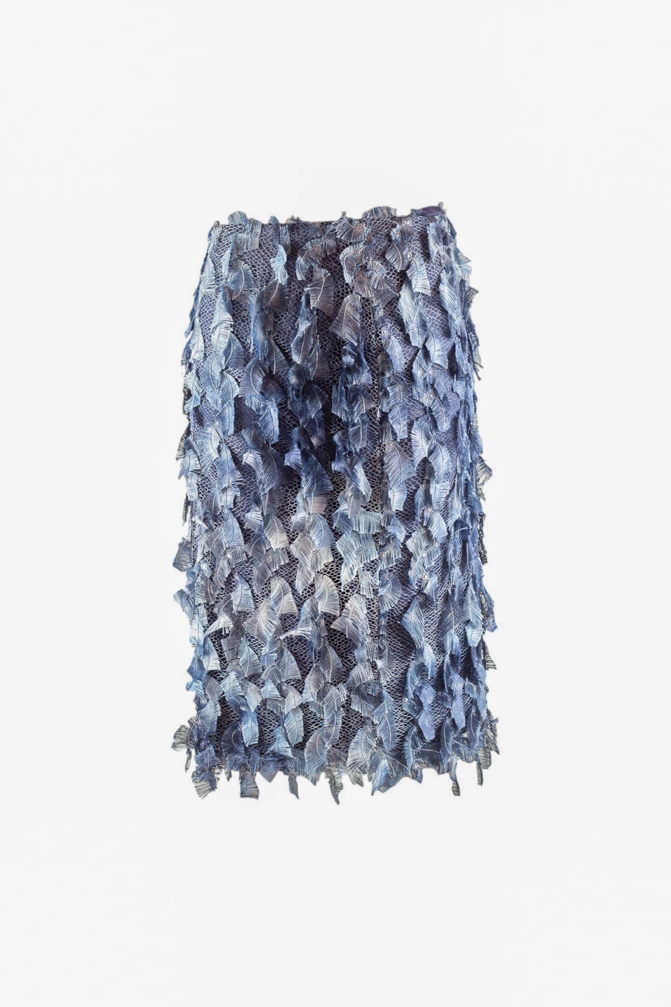 Pencil Skirt with Feather-Like Texture