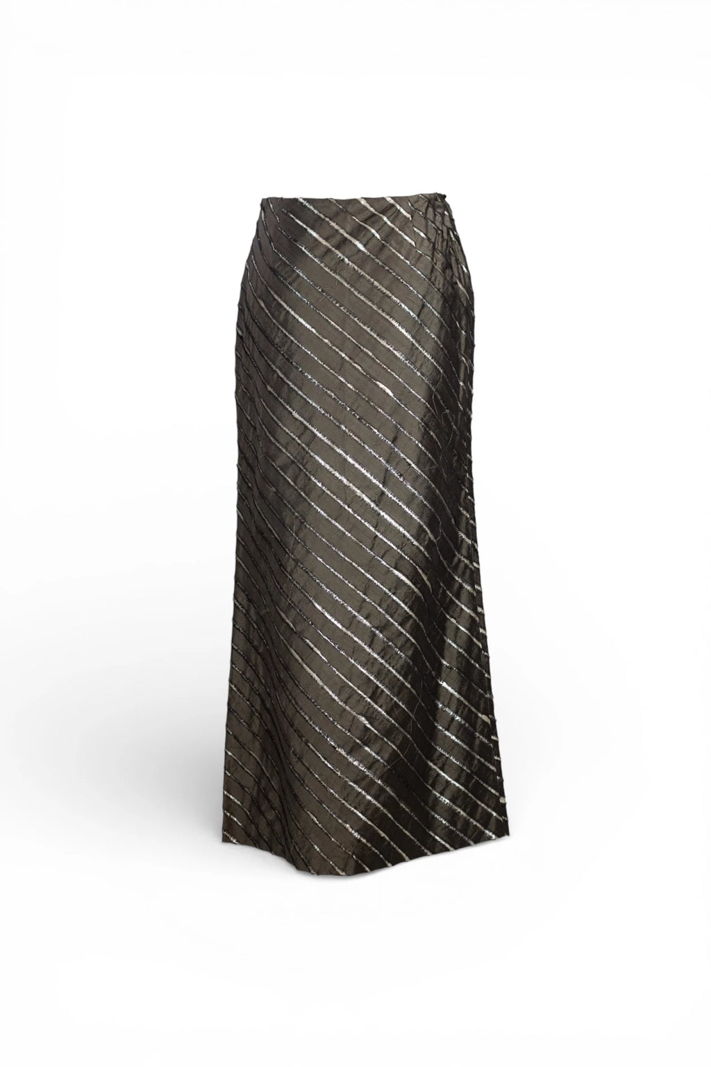 Lurex Maxi Skirt with Diagonal Silk Detail