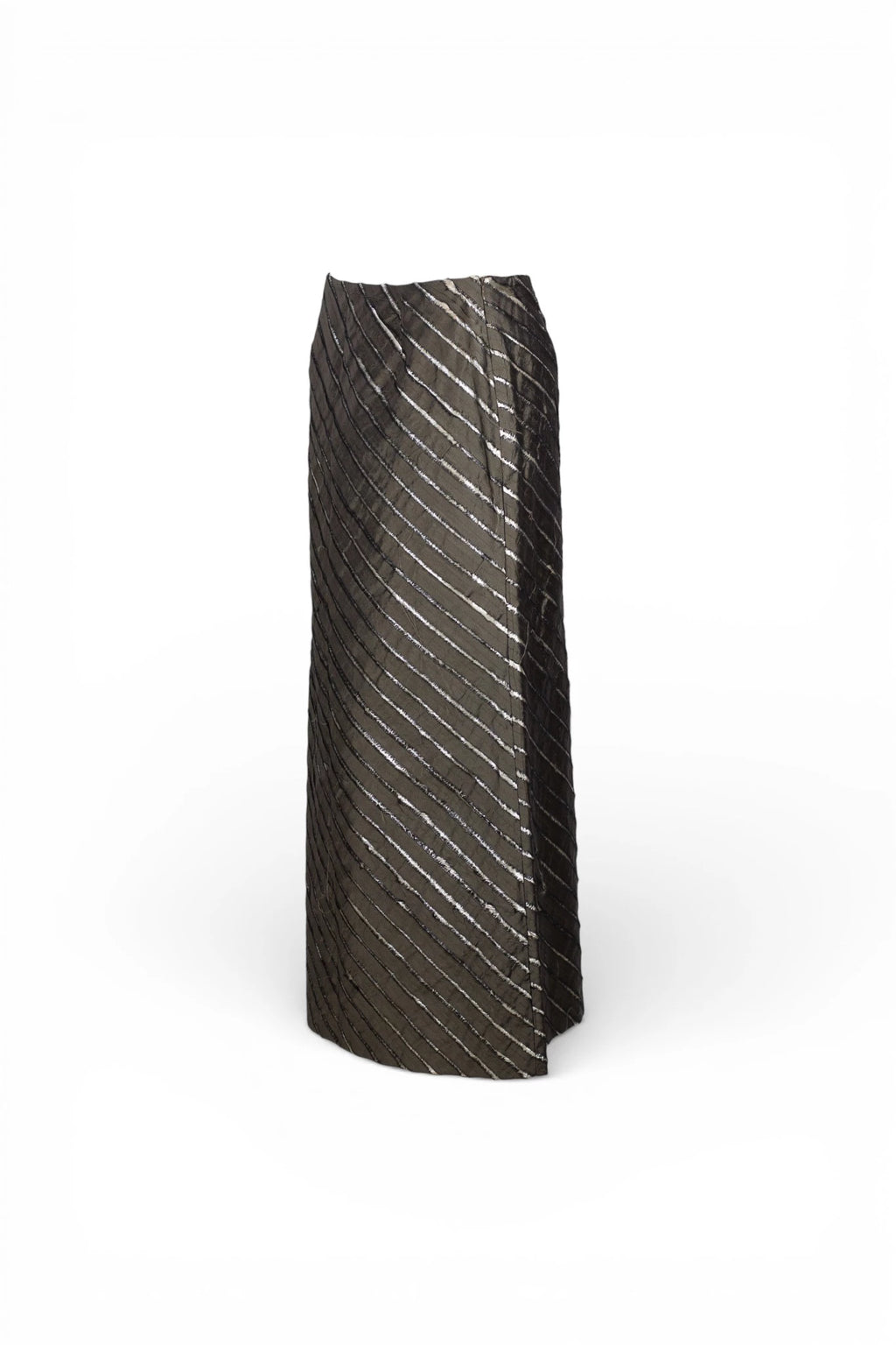 Lurex Maxi Skirt with Diagonal Silk Detail