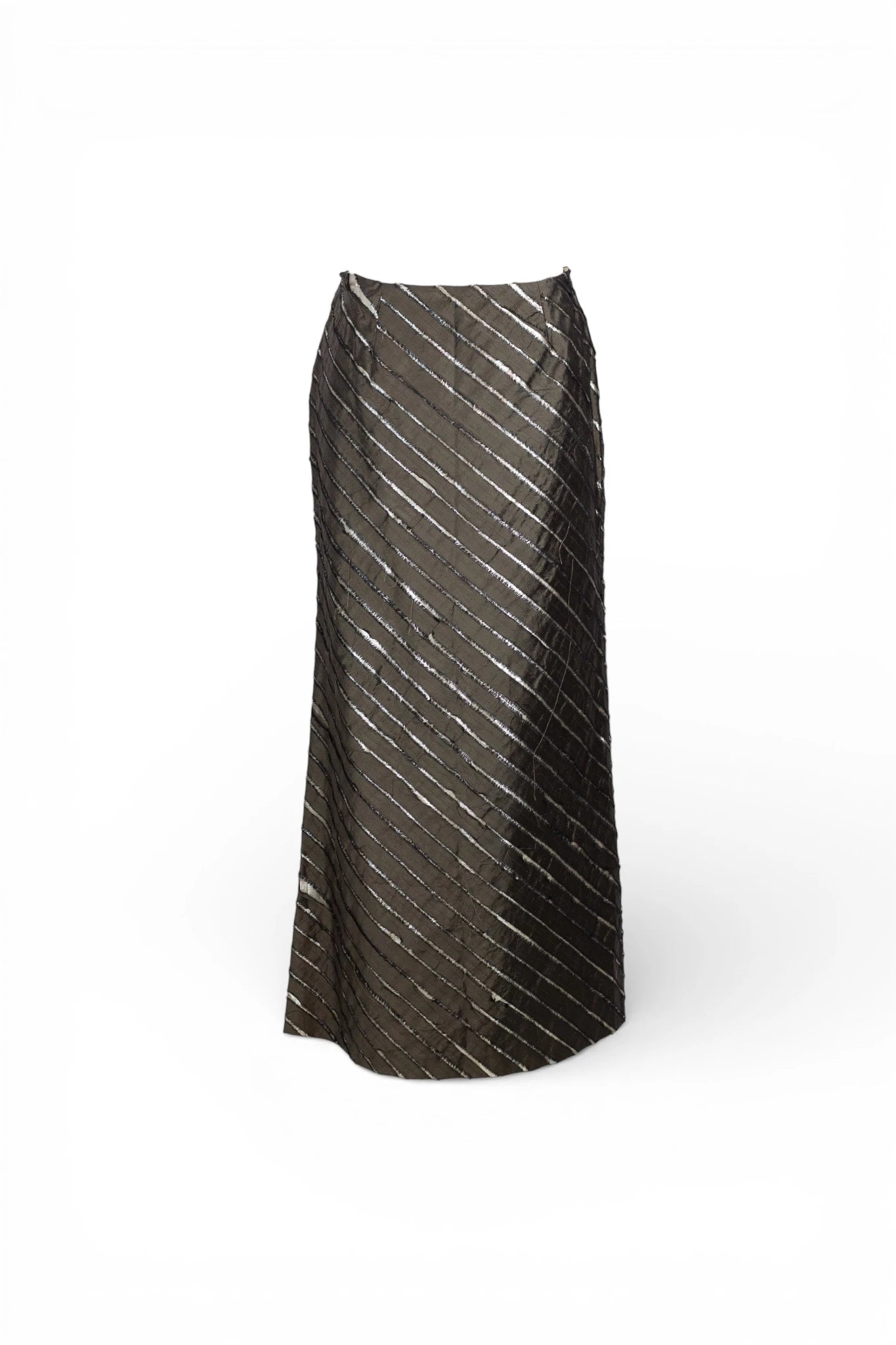 Lurex Maxi Skirt with Diagonal Silk Detail
