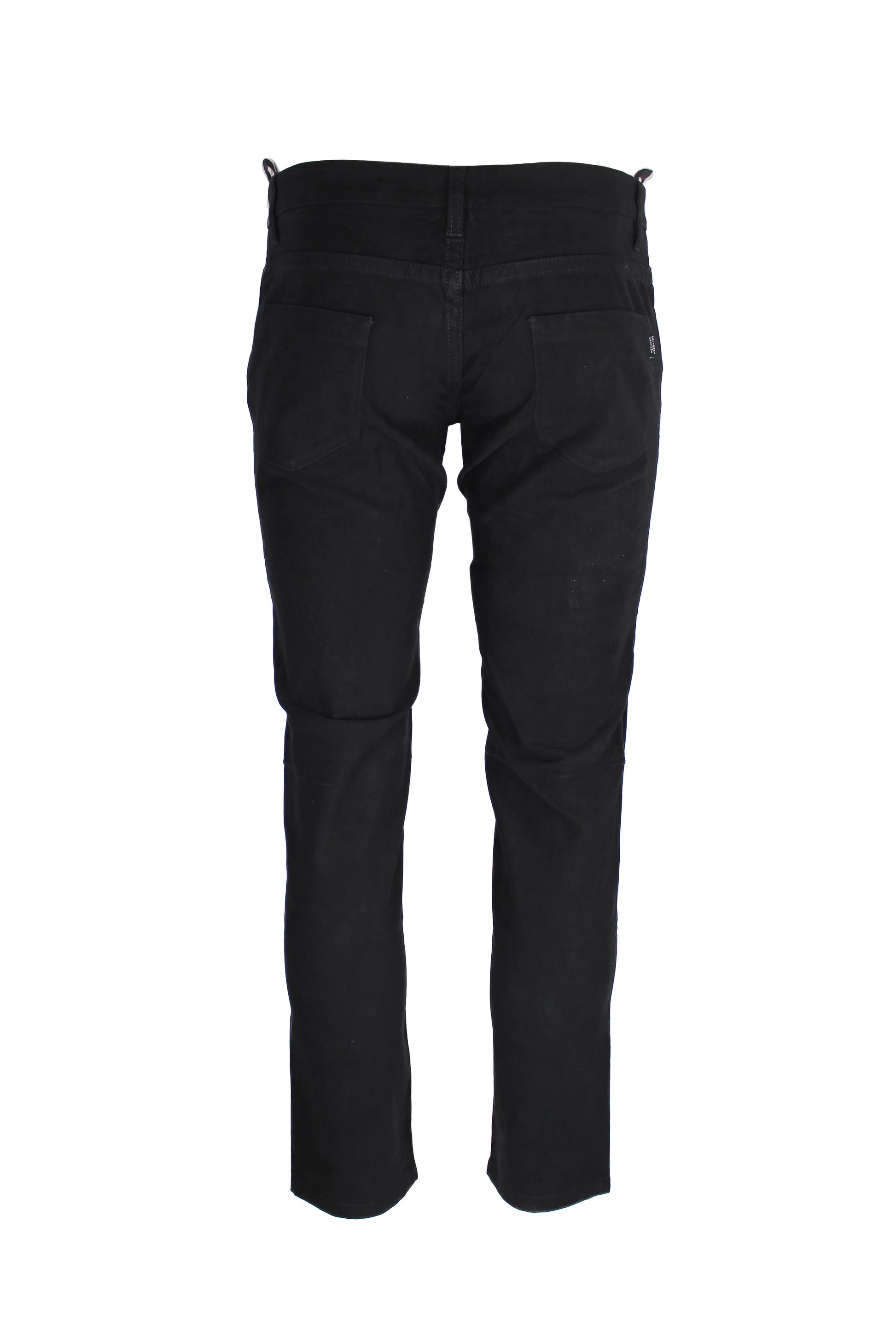 Black Velvet-Finish Denim Style Trousers