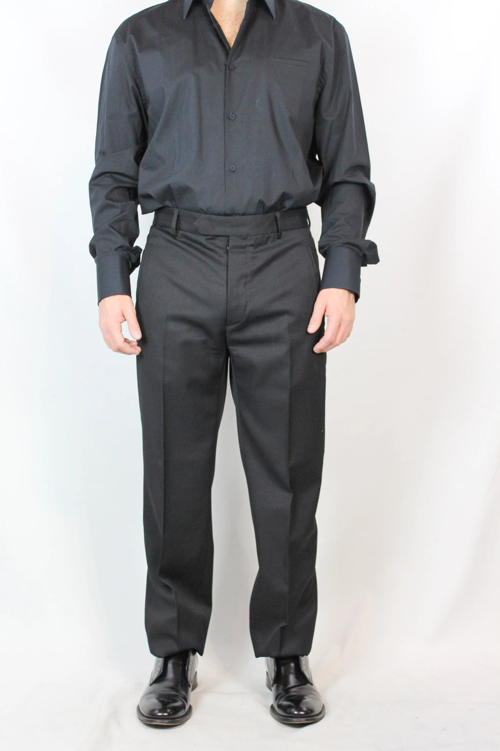 Black Wool Tuxedo Trousers