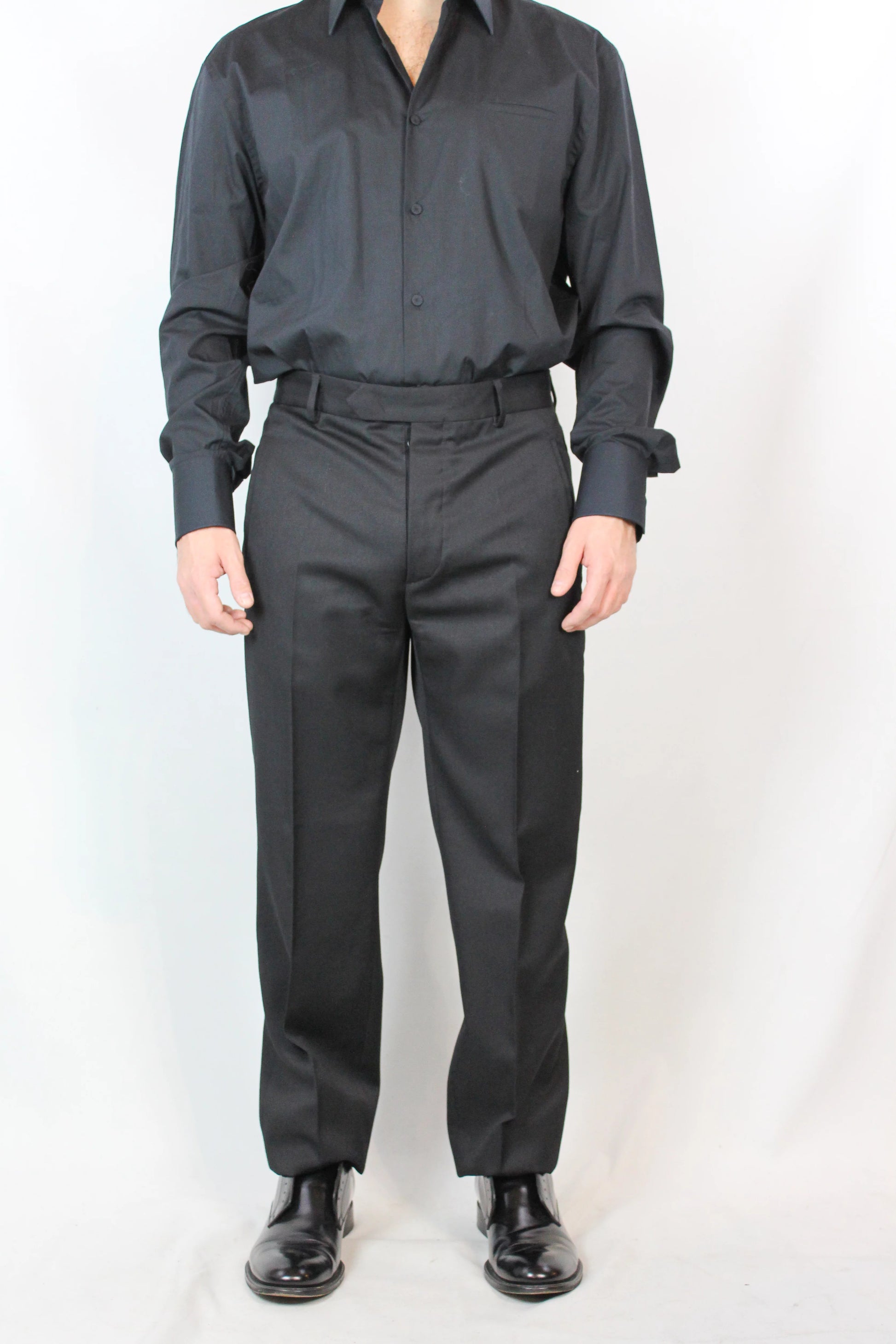 Black Wool Tuxedo Trousers