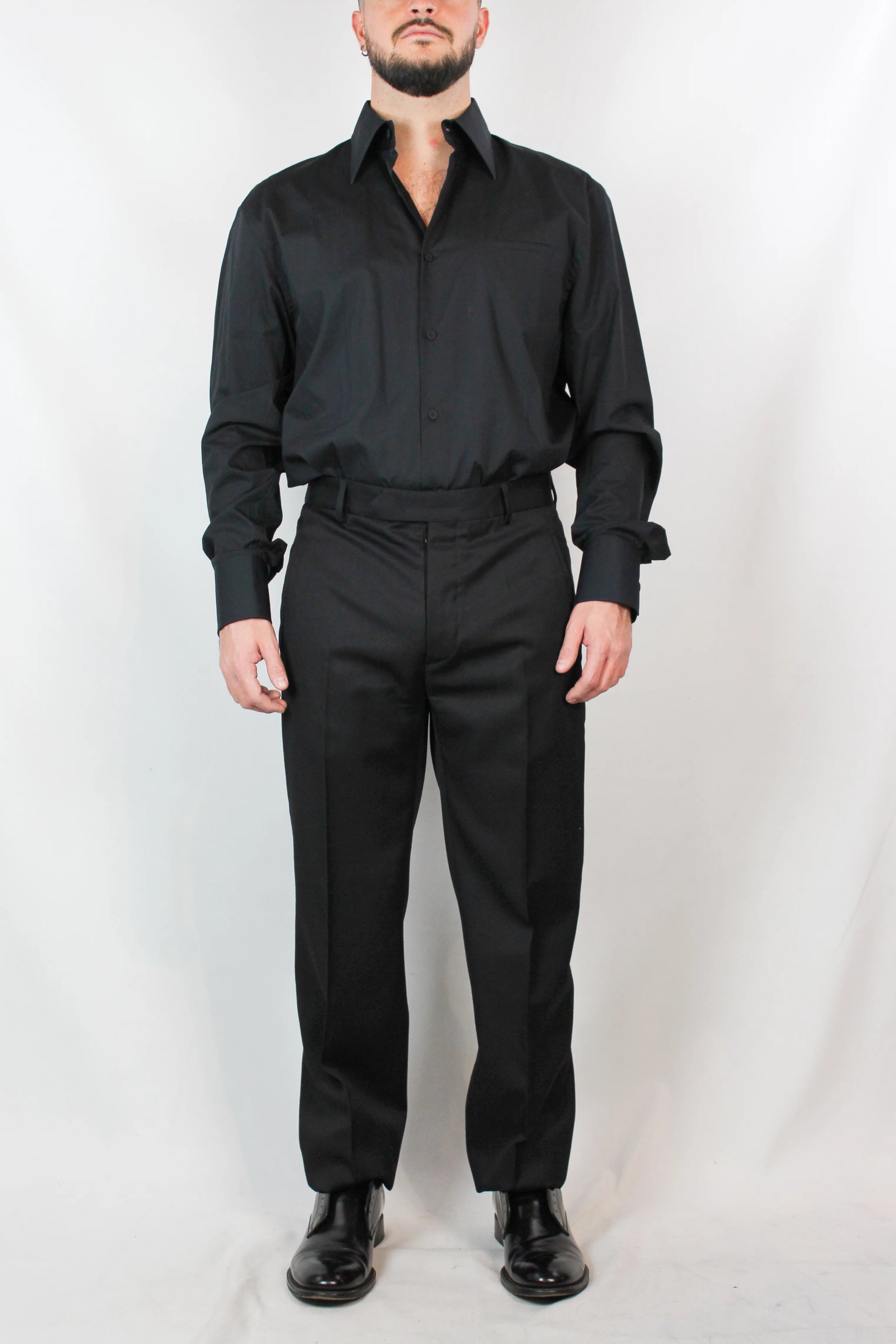Black Wool Tuxedo Trousers