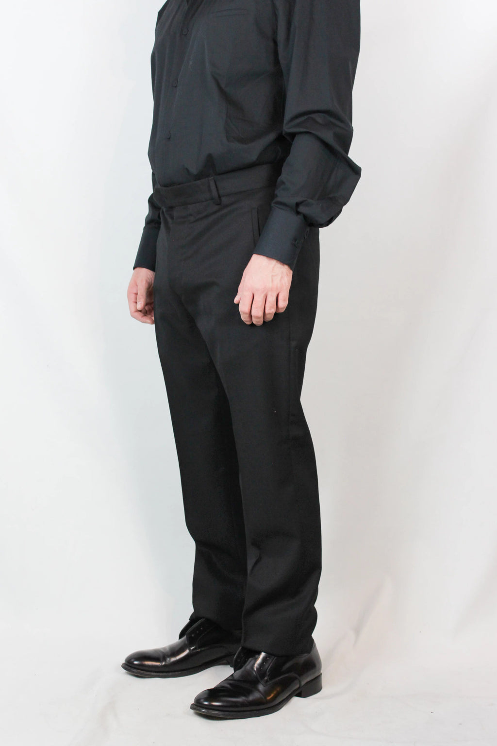 Black Wool Tuxedo Trousers