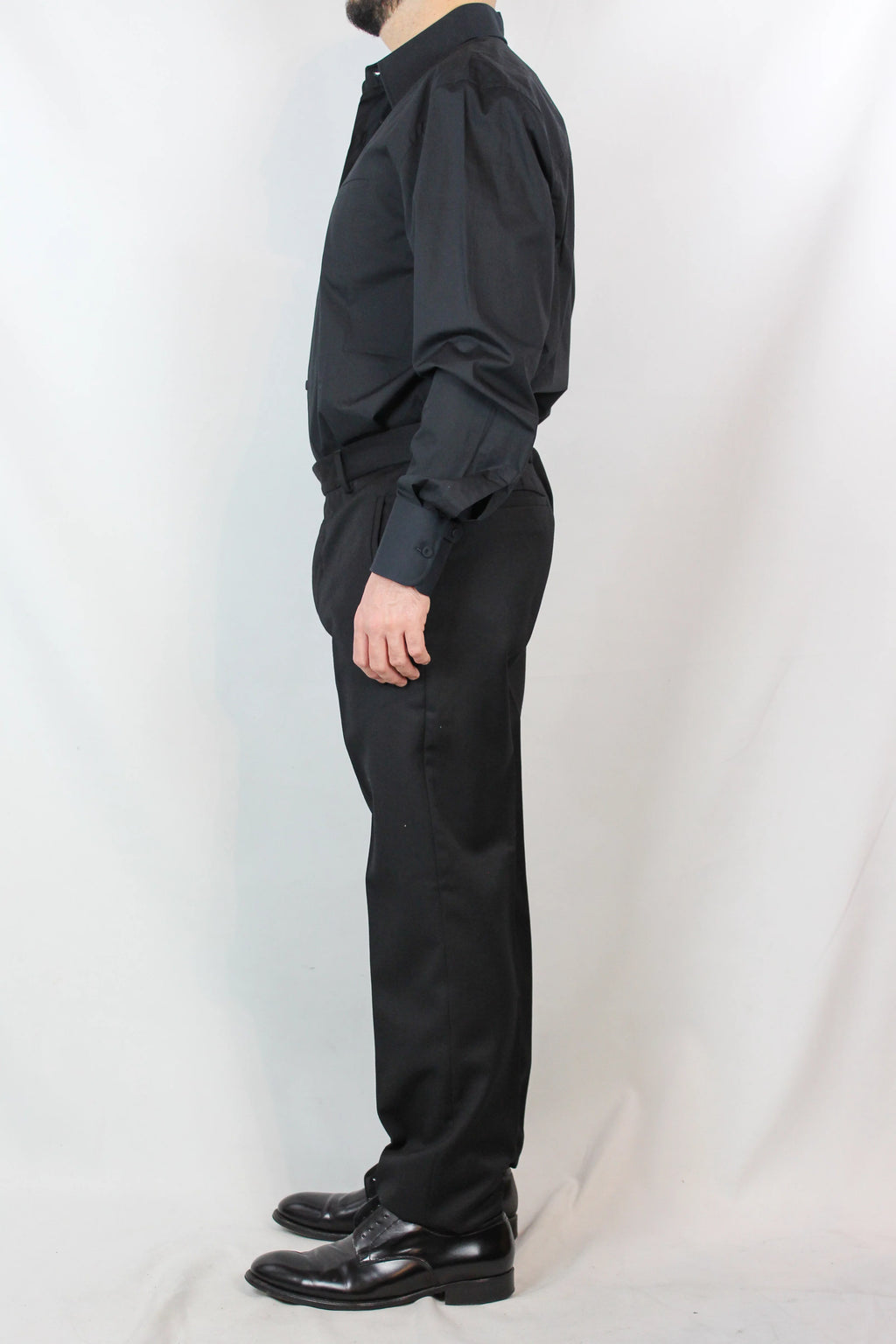 Black Wool Tuxedo Trousers