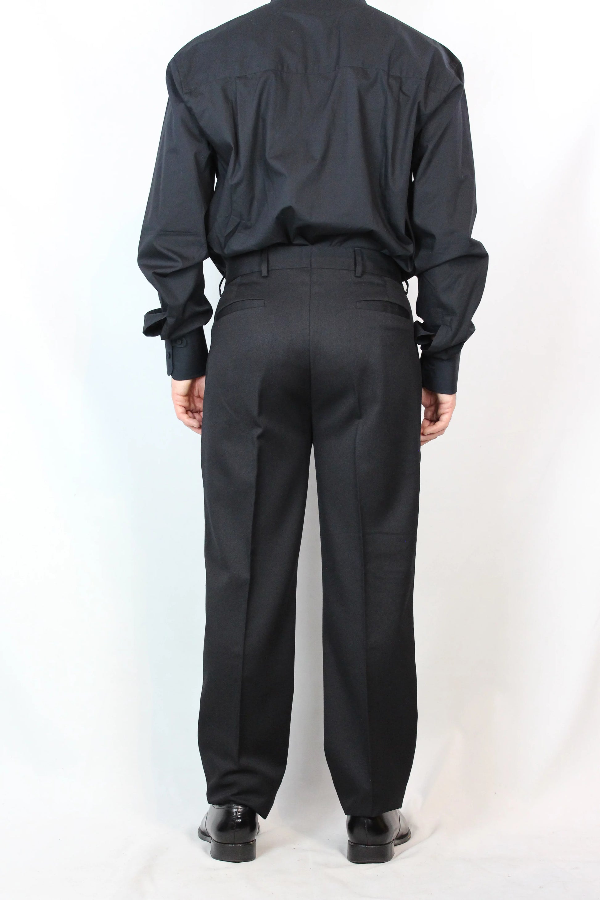 Black Wool Tuxedo Trousers
