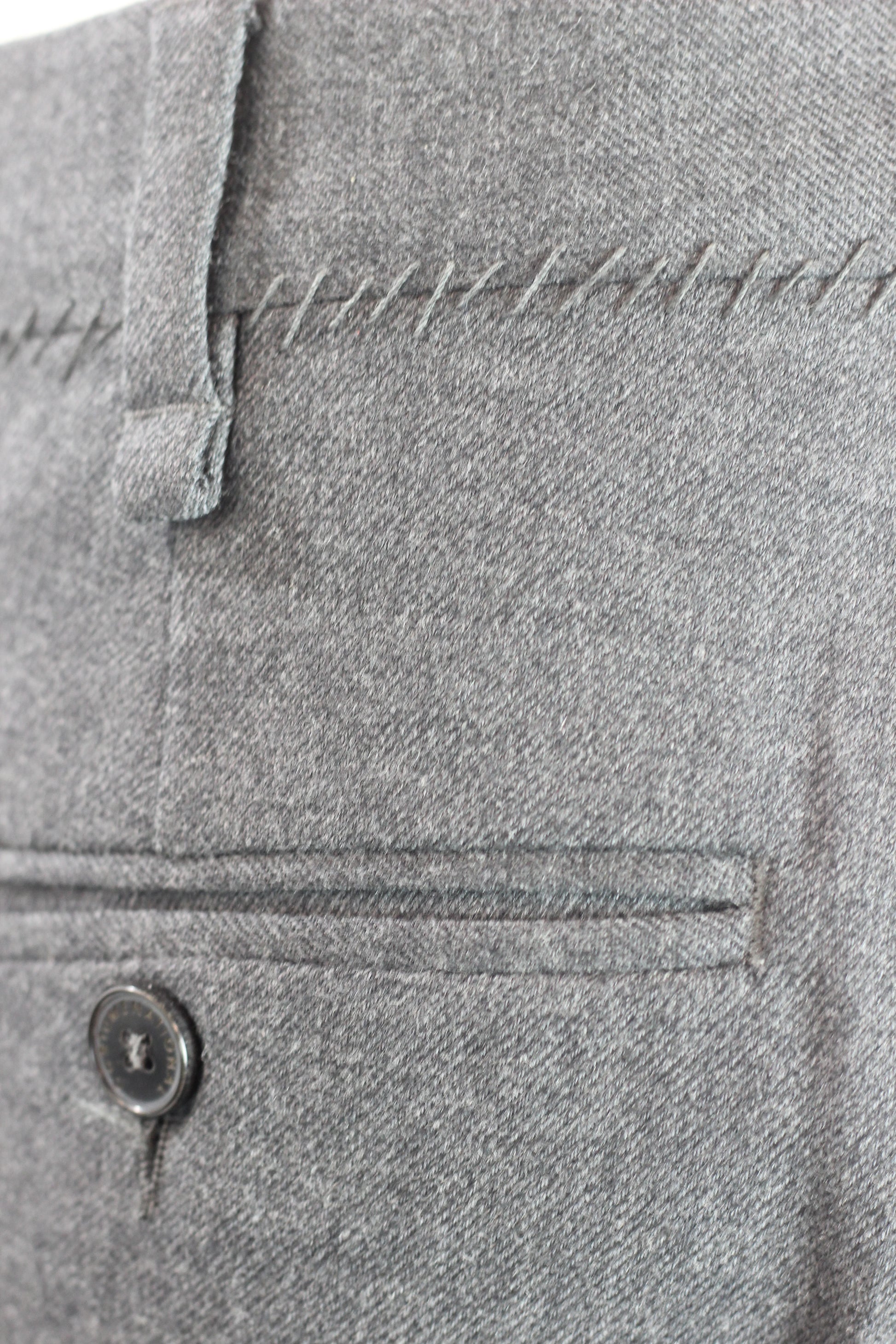 Grey Wool Tailored Trousers with Tonal Stitching