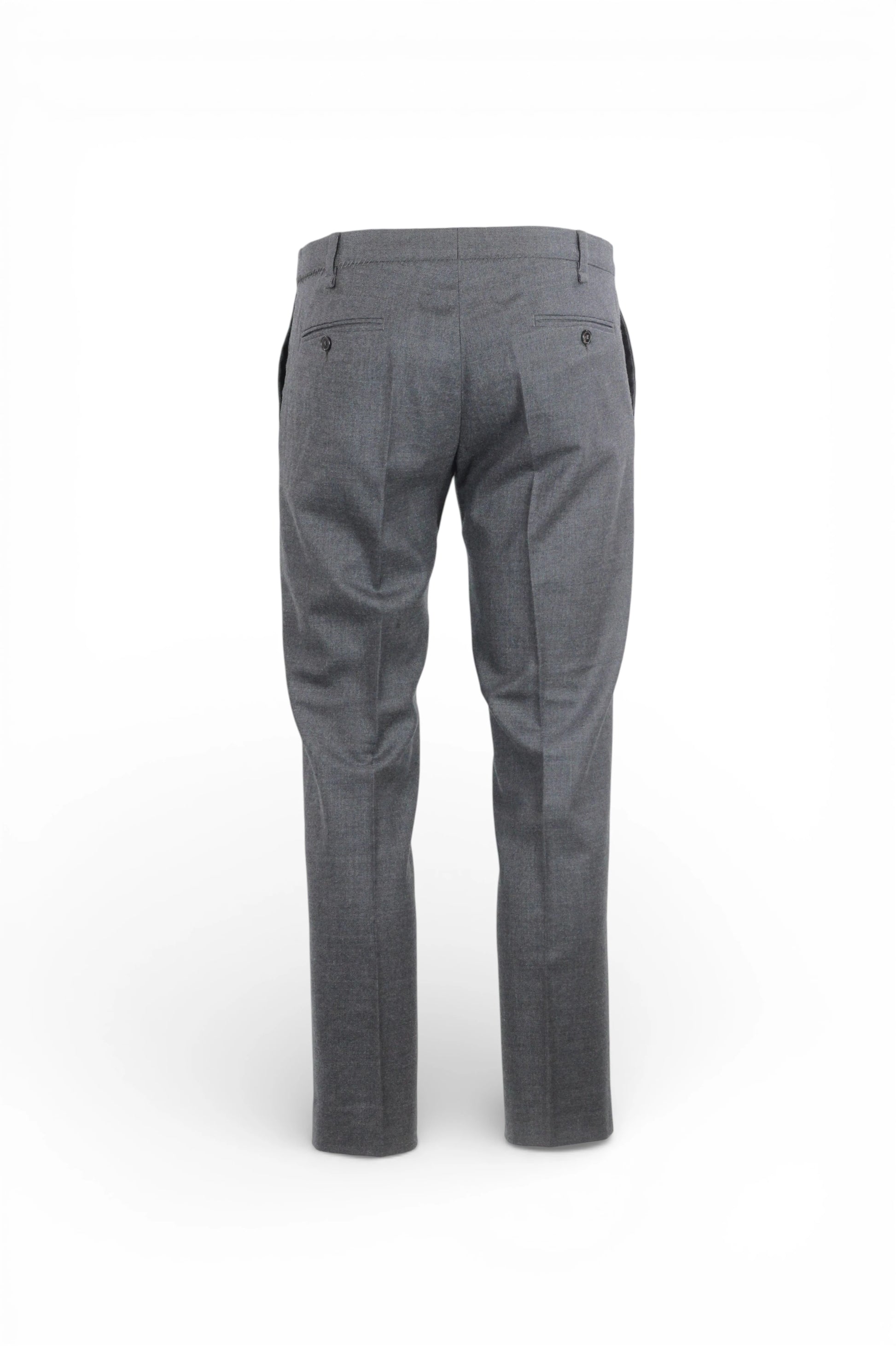 Grey Wool Tailored Trousers with Tonal Stitching
