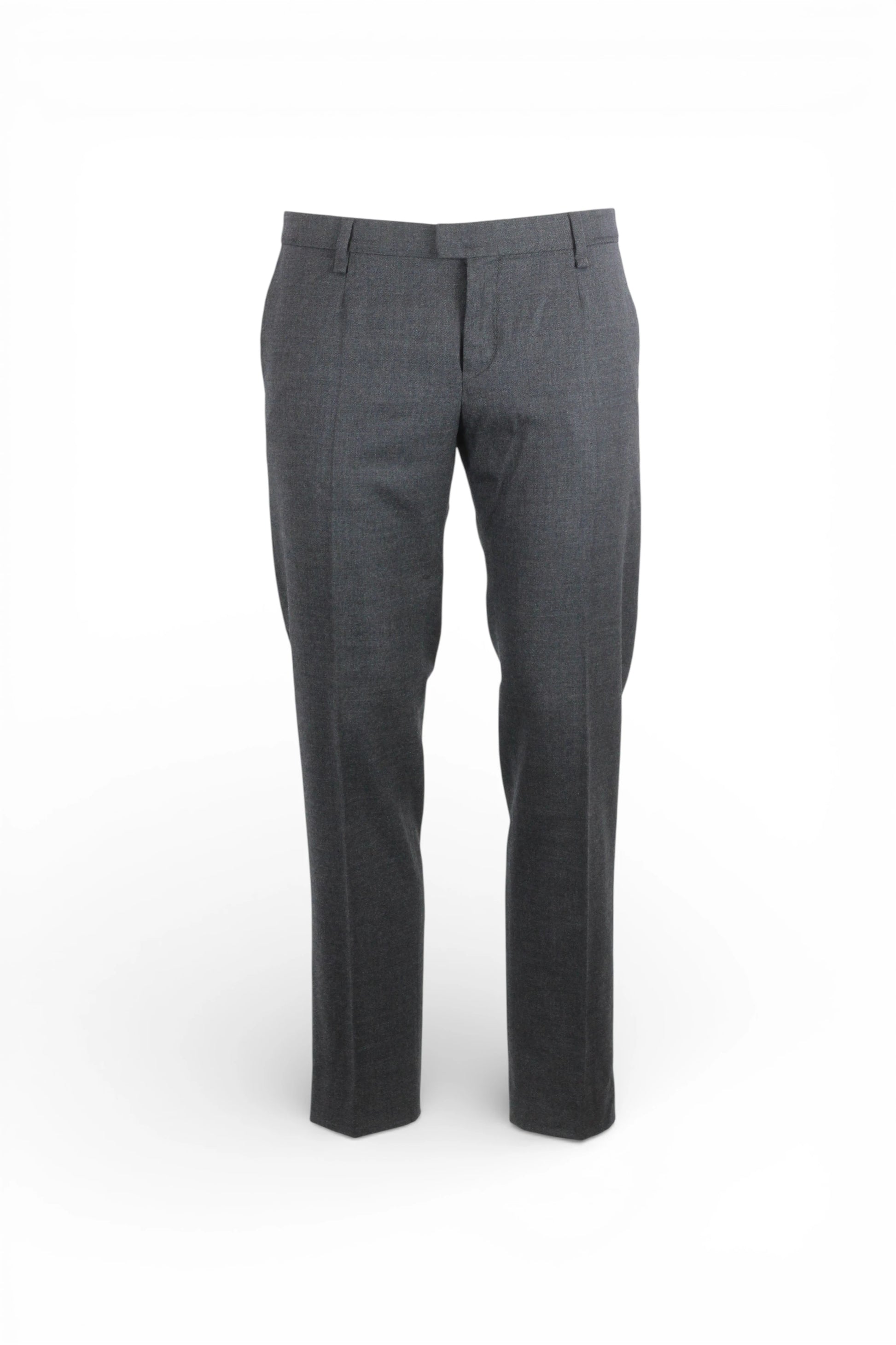 Grey Wool Tailored Trousers with Tonal Stitching