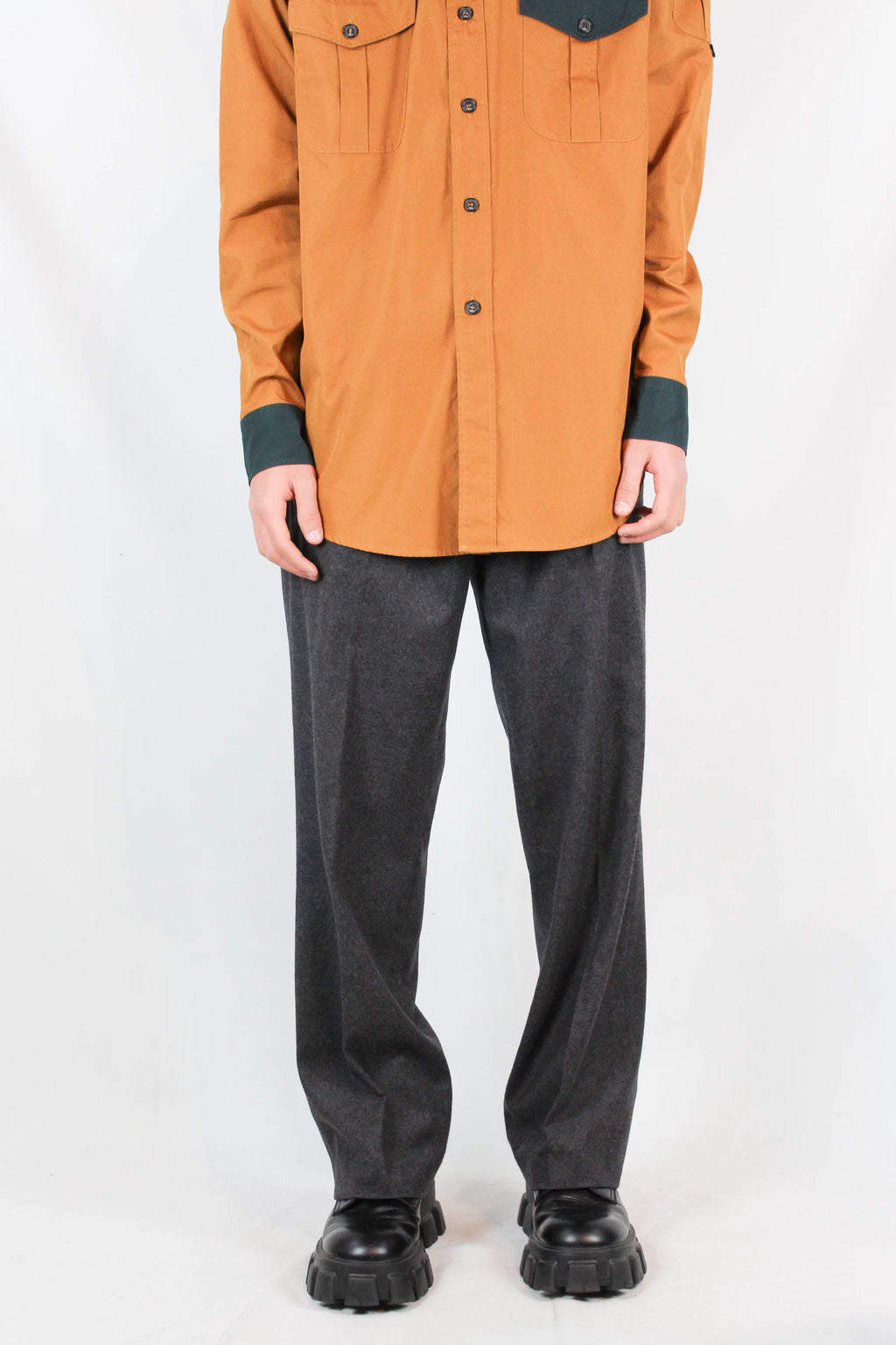 Wool Tailored Trousers in Charcoal Grey
