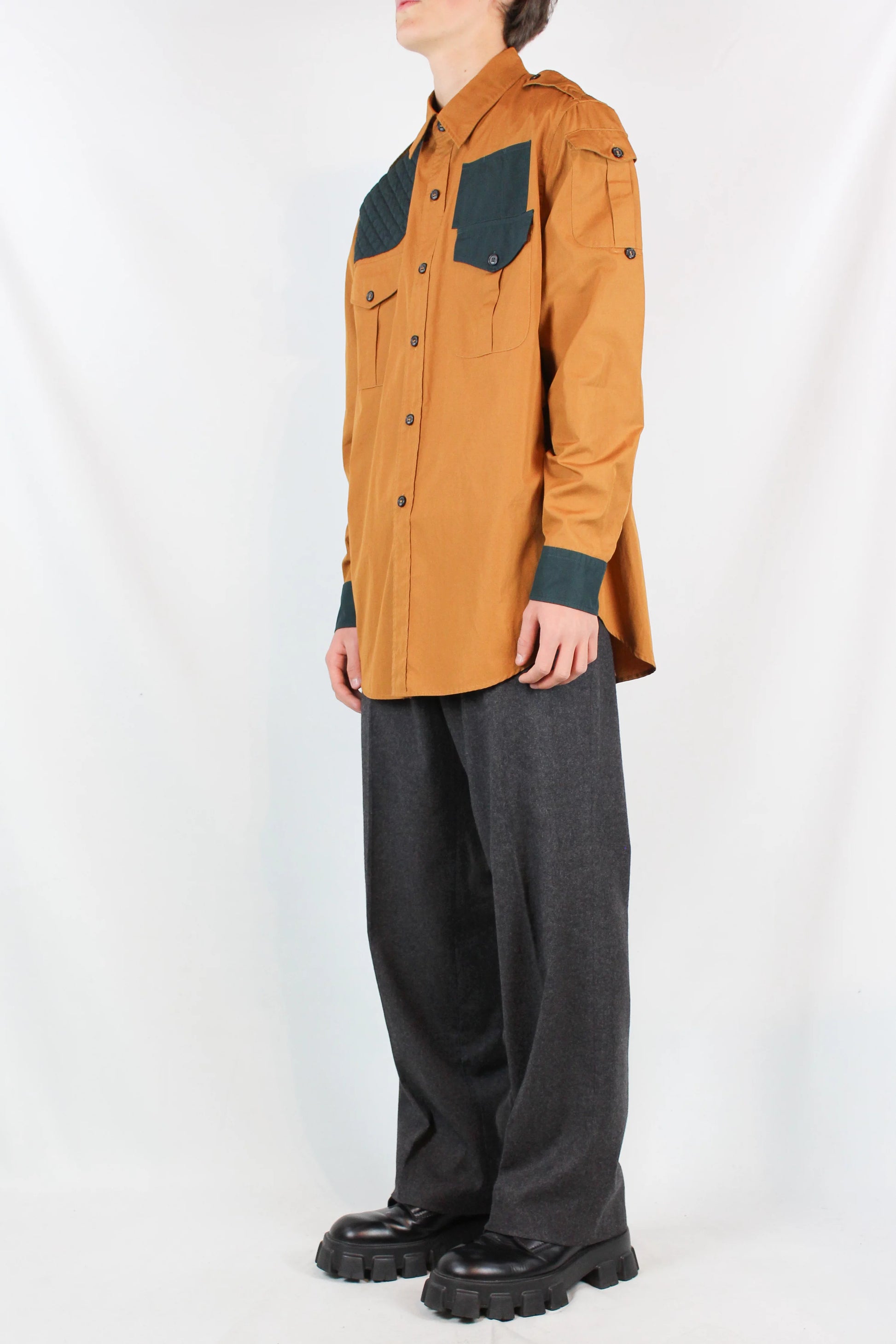 Wool Tailored Trousers in Charcoal Grey