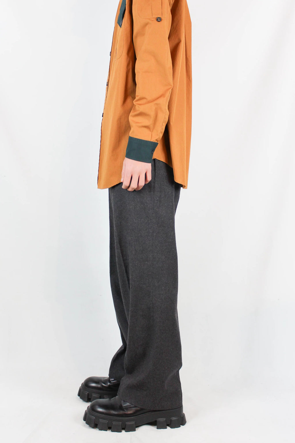 Wool Tailored Trousers in Charcoal Grey