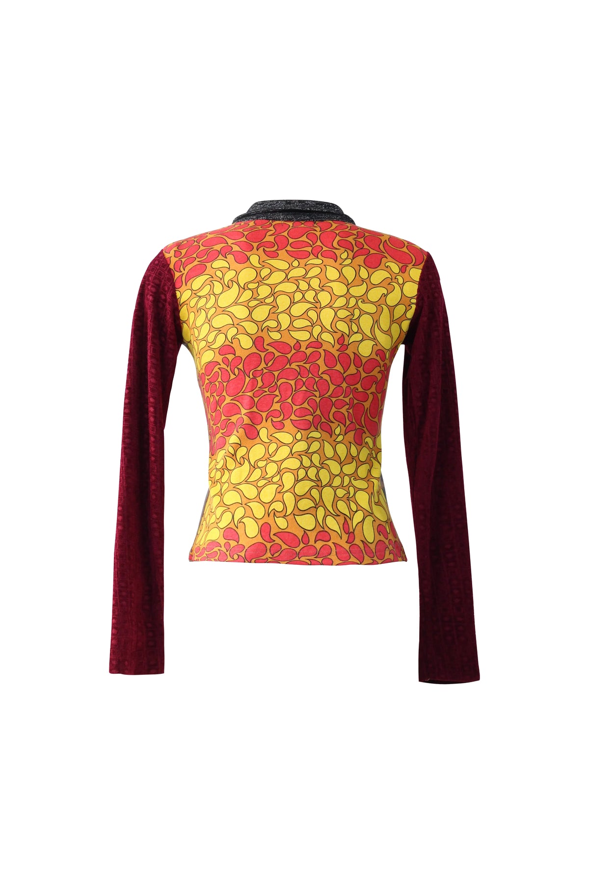 Mixed-Media Scenic Print Button-Up Top