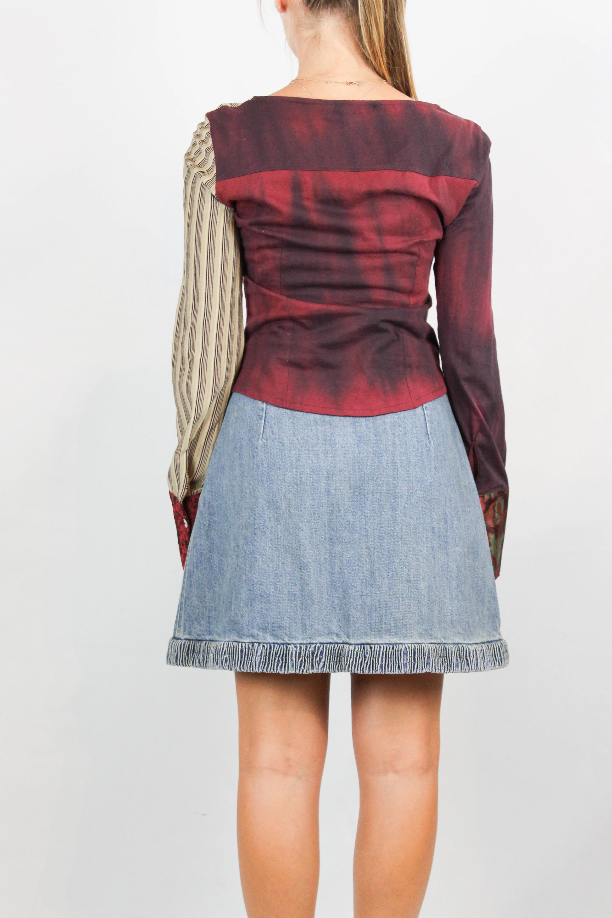 Vintage Striped and Tie-Dye Long-Sleeve T-Shirt