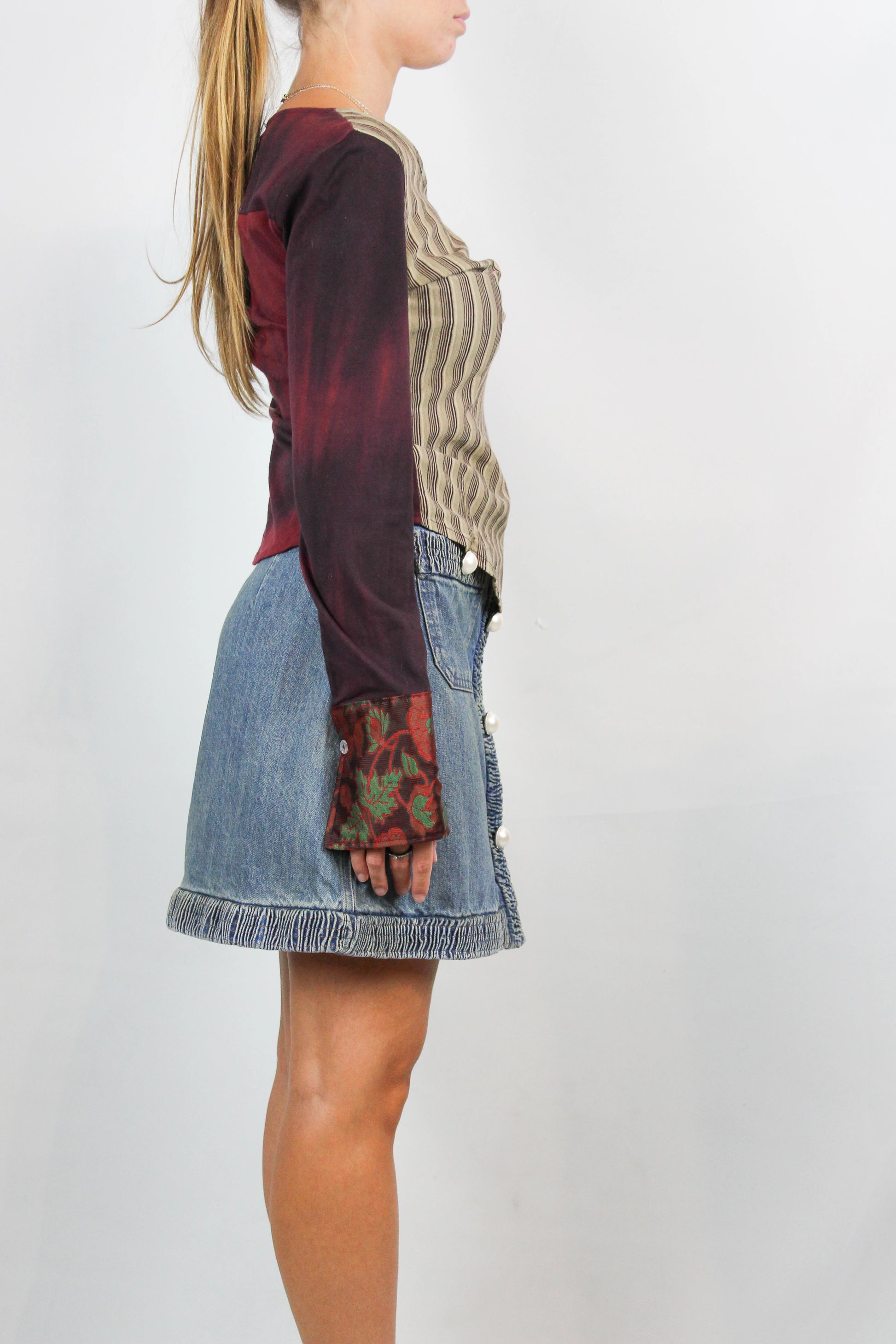 Vintage Striped and Tie-Dye Long-Sleeve T-Shirt