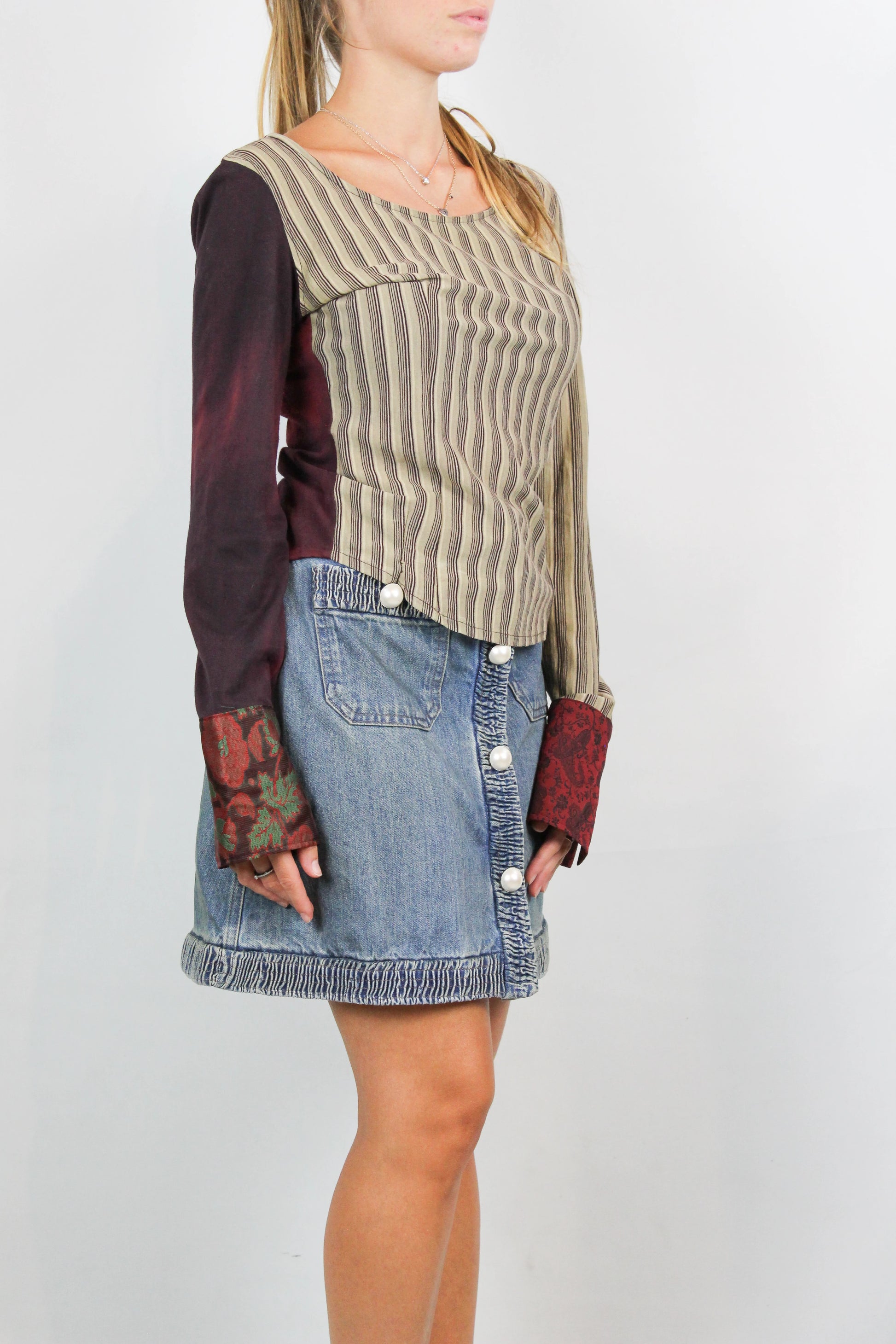 Vintage Striped and Tie-Dye Long-Sleeve T-Shirt