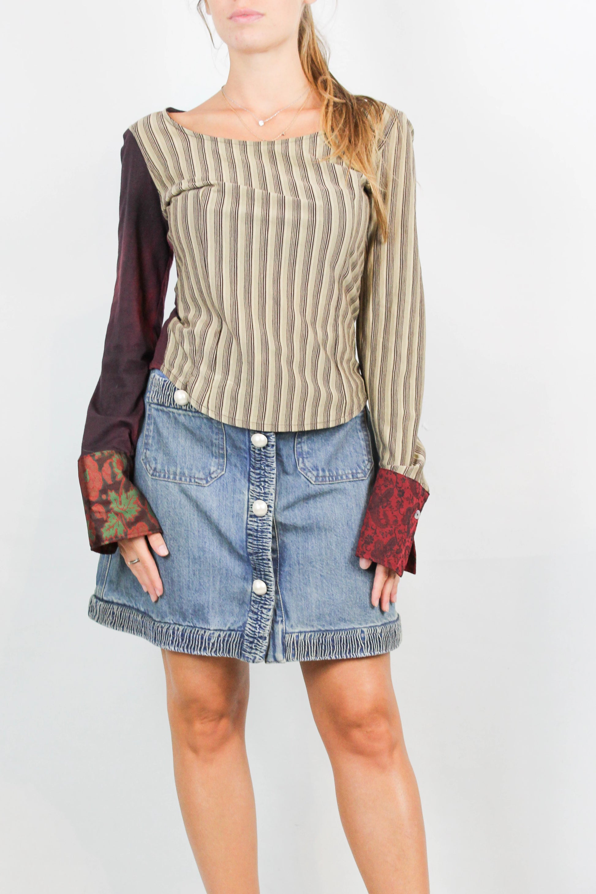 Vintage Striped and Tie-Dye Long-Sleeve T-Shirt