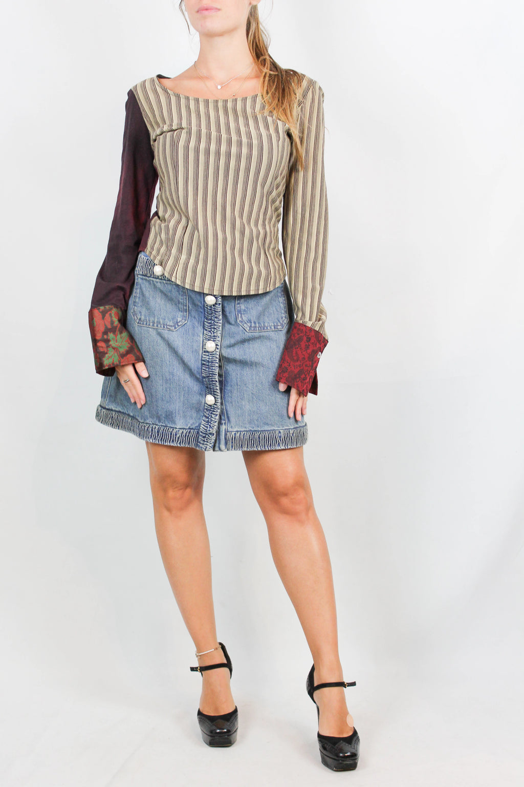 Vintage Striped and Tie-Dye Long-Sleeve T-Shirt