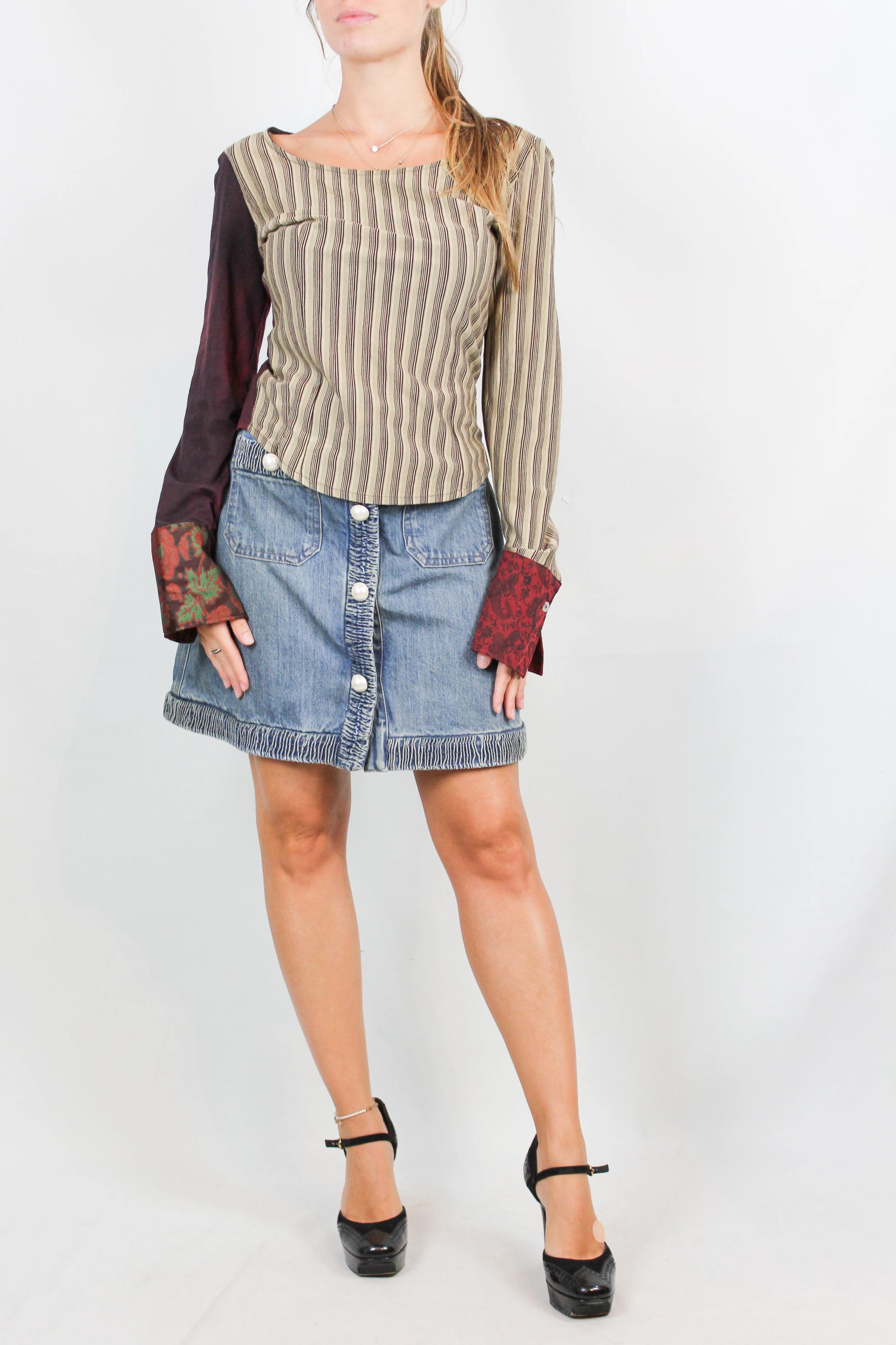 Vintage Striped and Tie-Dye Long-Sleeve T-Shirt