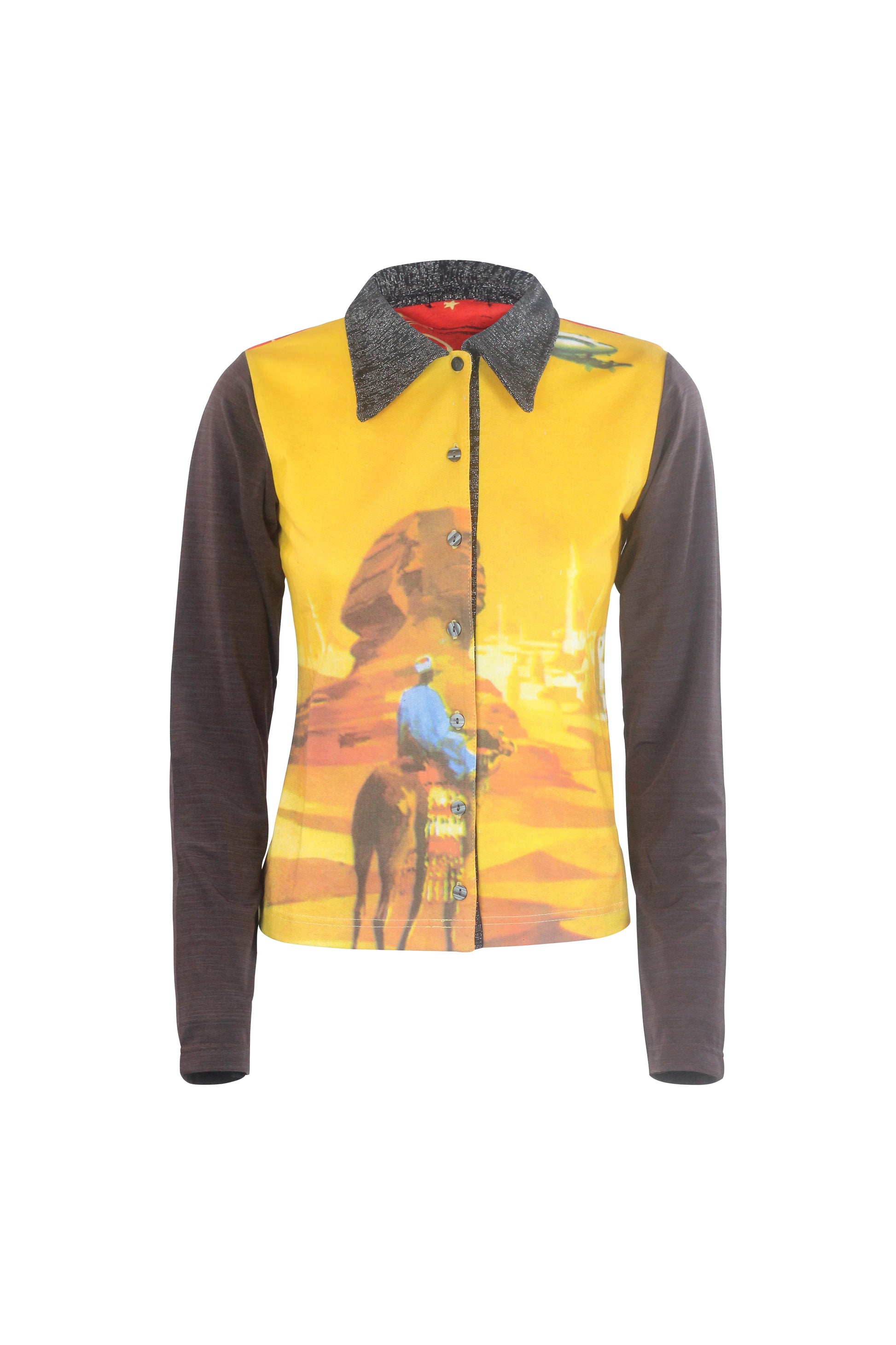 Yellow Printed Button-Up Shirt