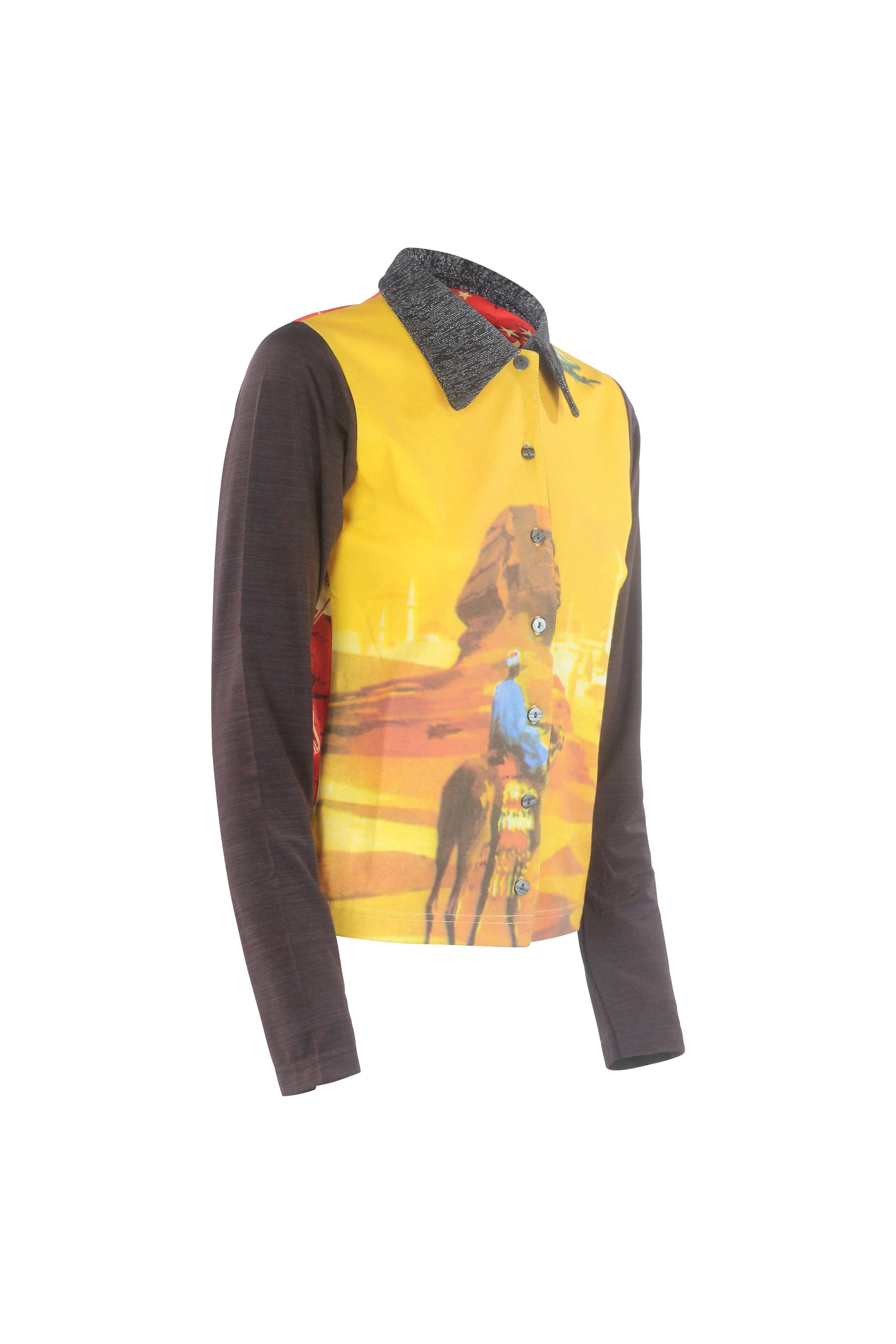 Yellow Printed Button-Up Shirt