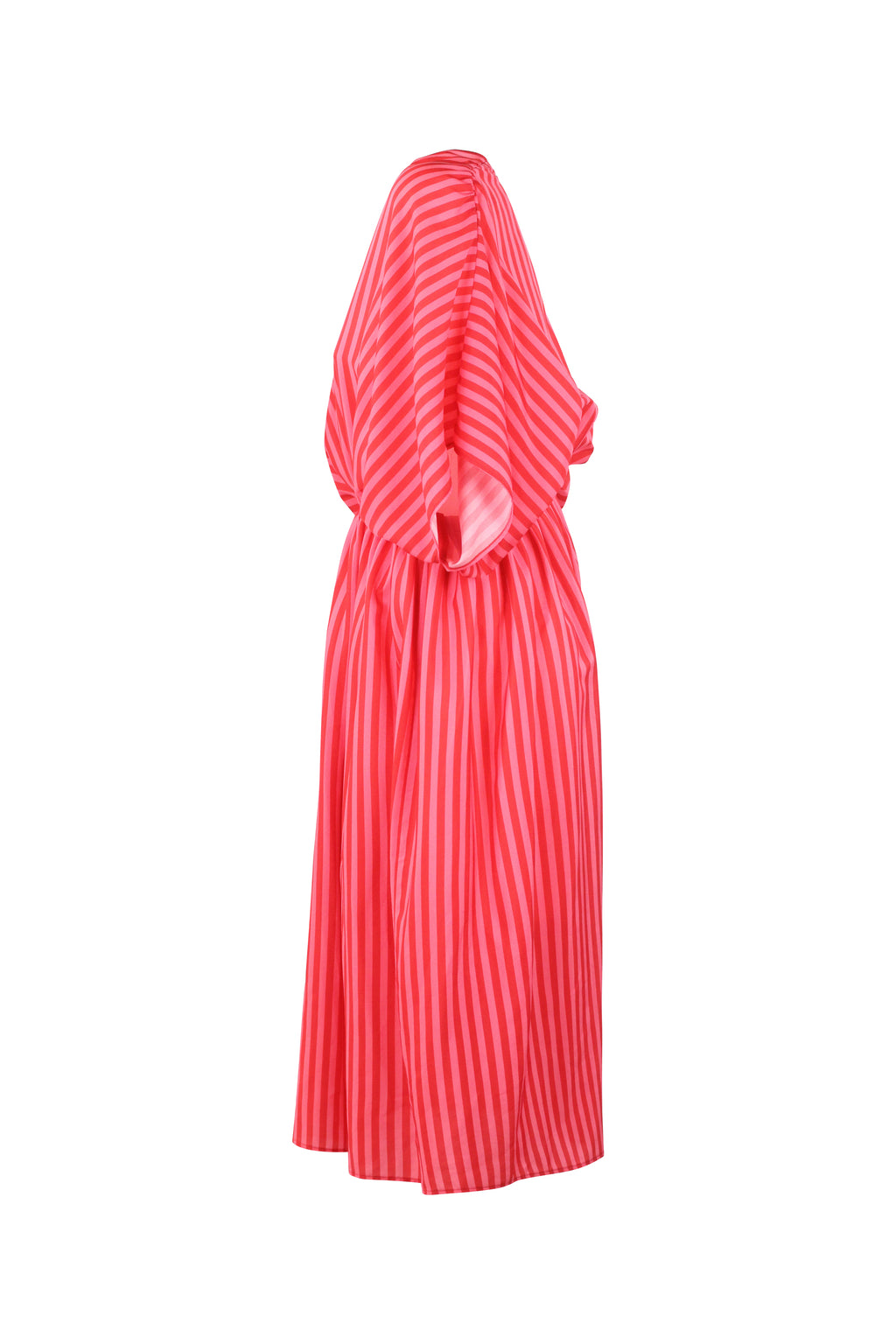 Striped V-Neck Waist-Cinched Midi Dress
