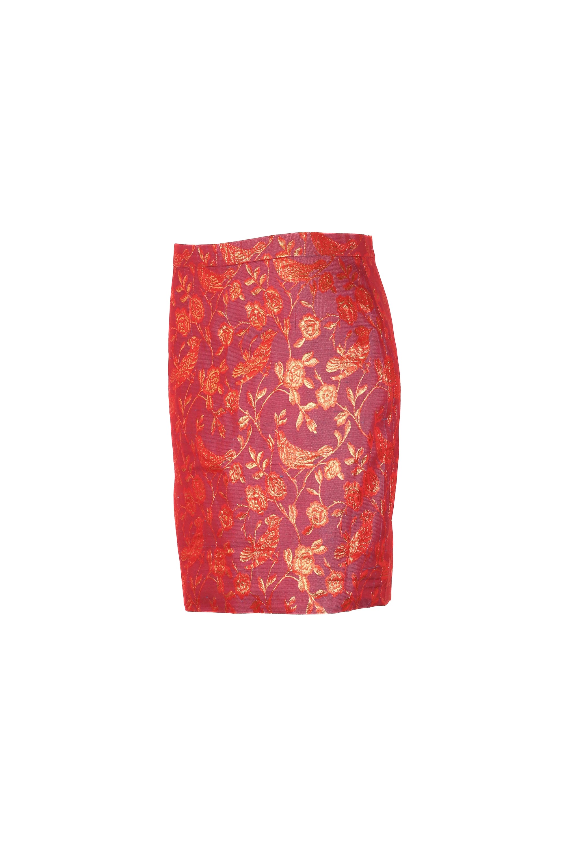 Silk mini pencil skirt in brocade