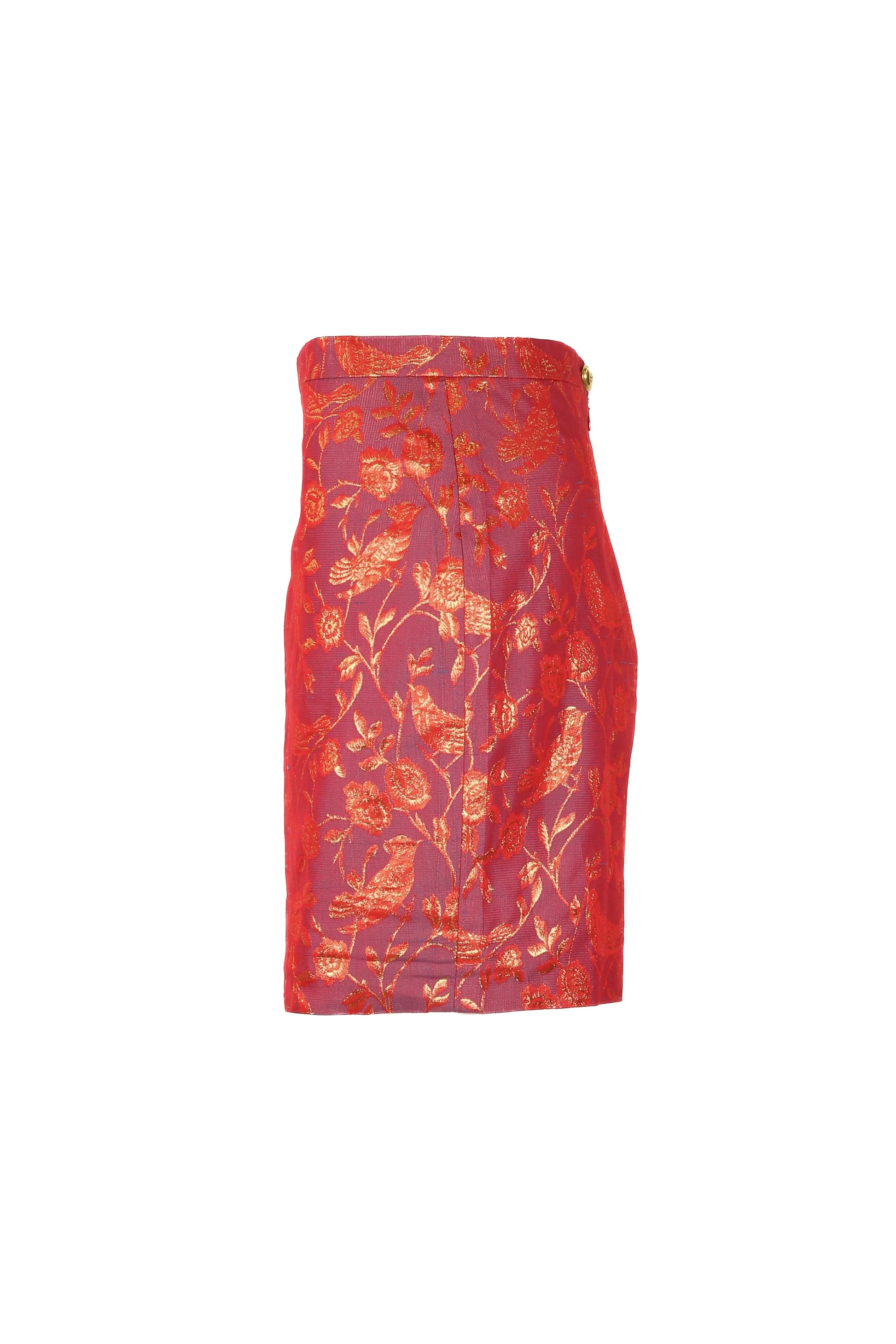 Silk mini pencil skirt in brocade