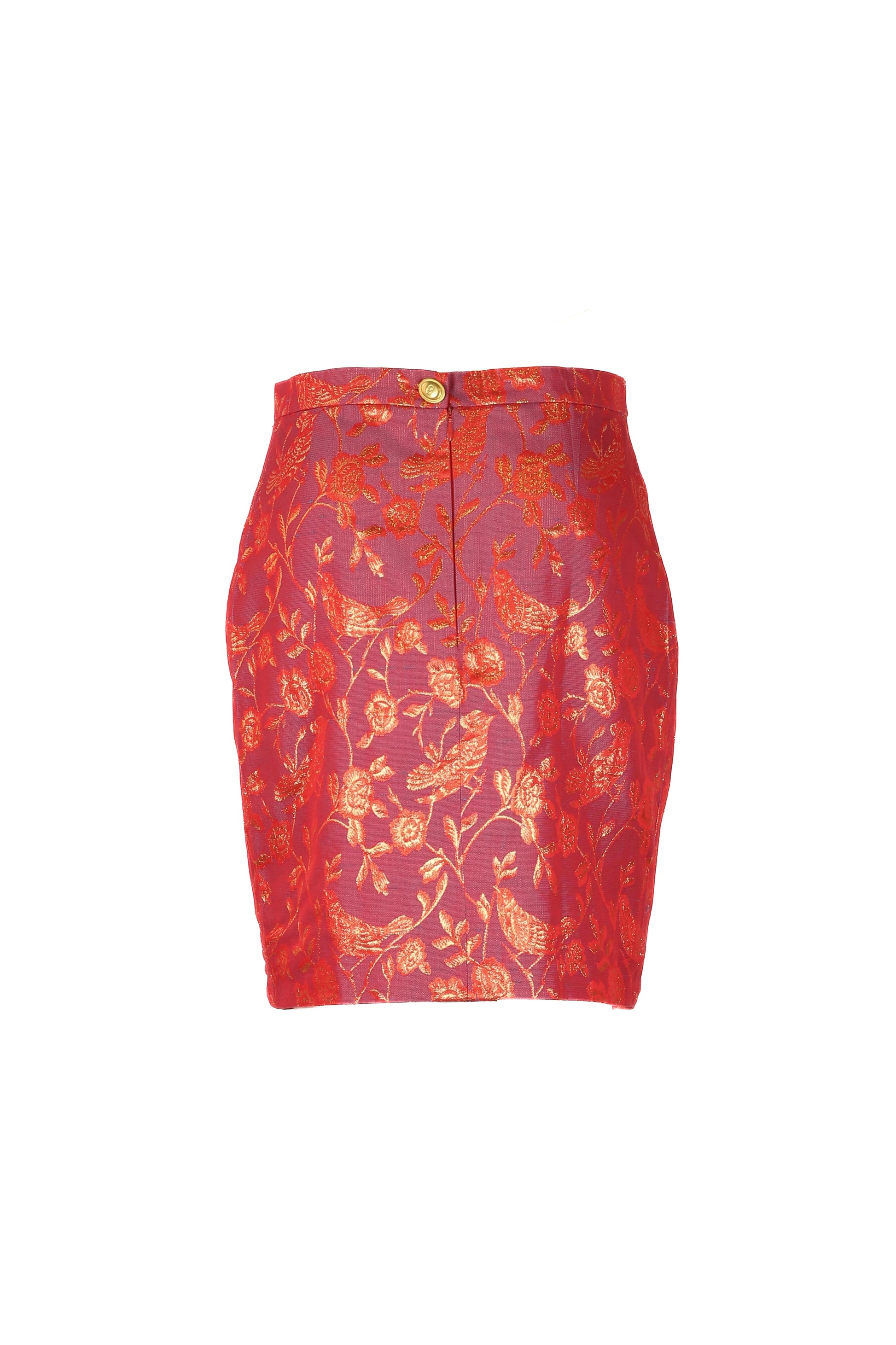 Silk mini pencil skirt in brocade