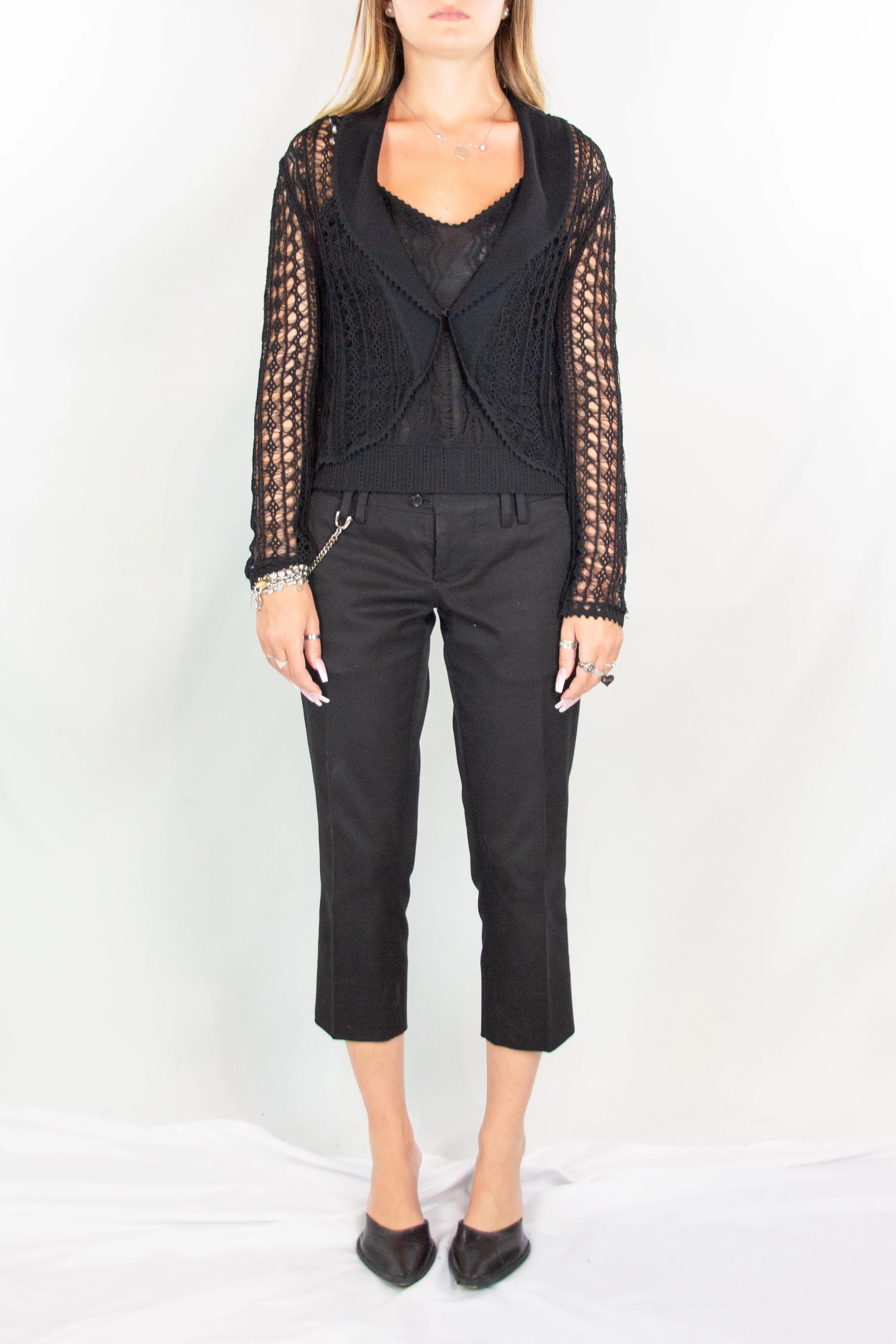 Black Crochet Twin-Set