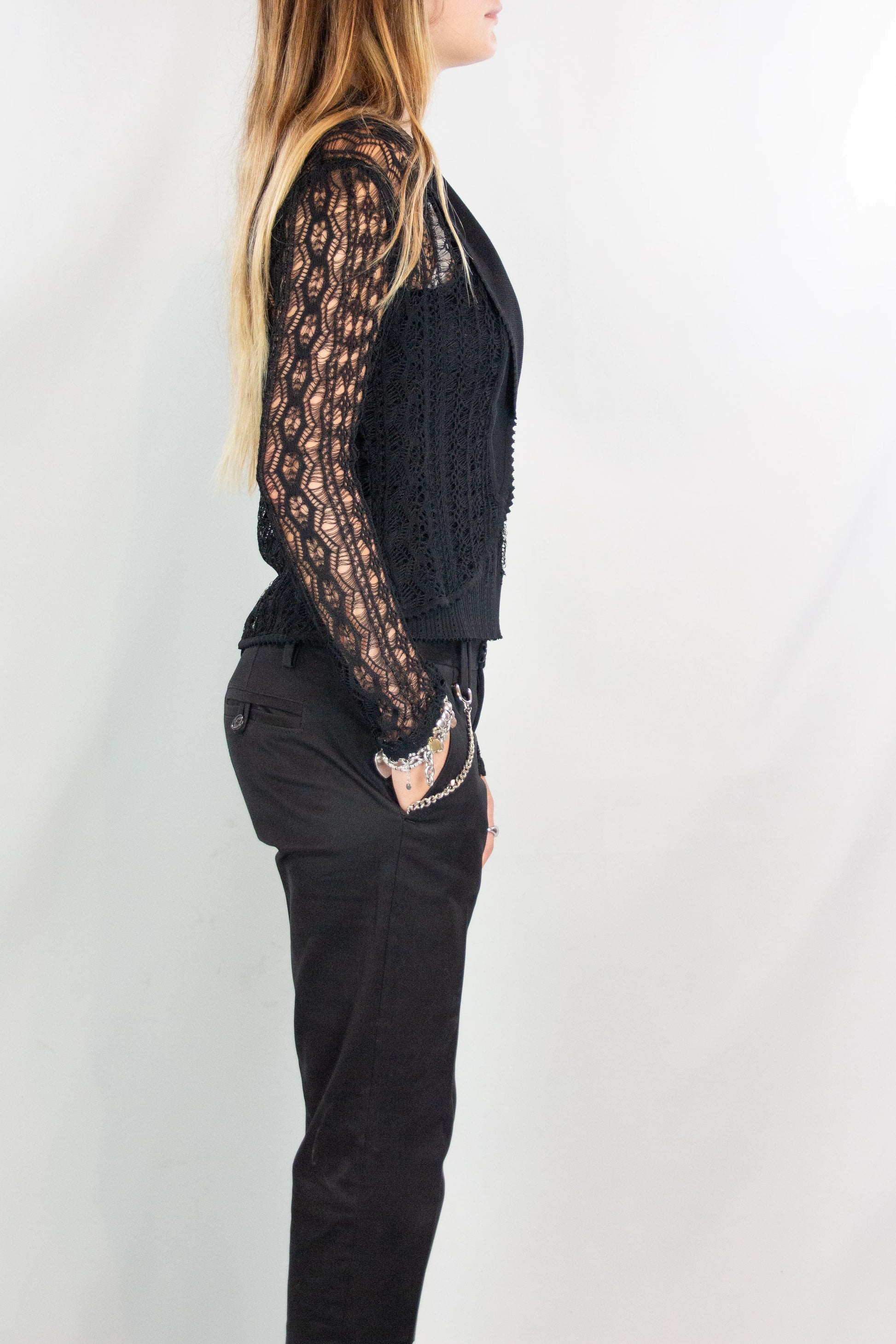 Black Crochet Twin-Set