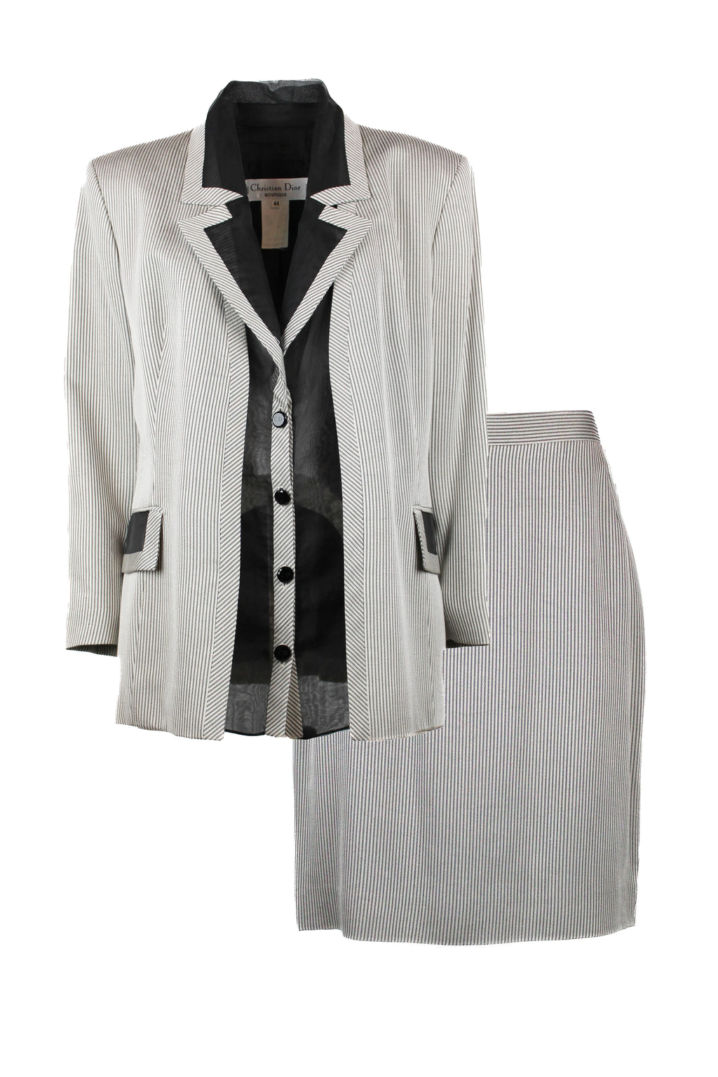 Tailleur with Midi Skirt and Chiffon Detail Jacket