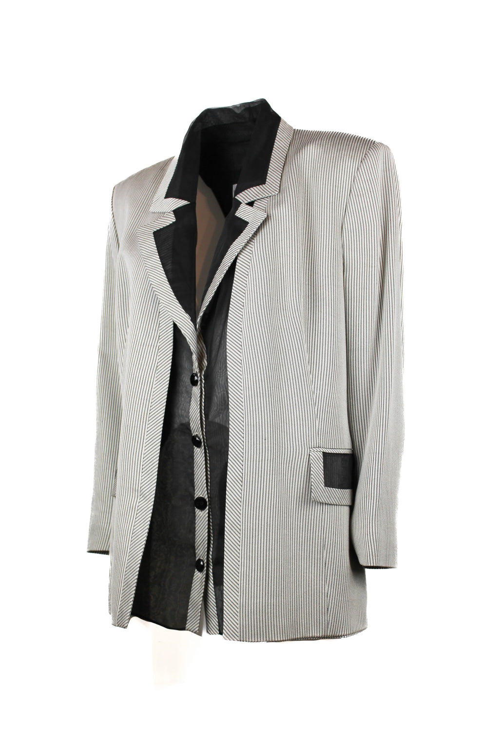 Tailleur with Midi Skirt and Chiffon Detail Jacket