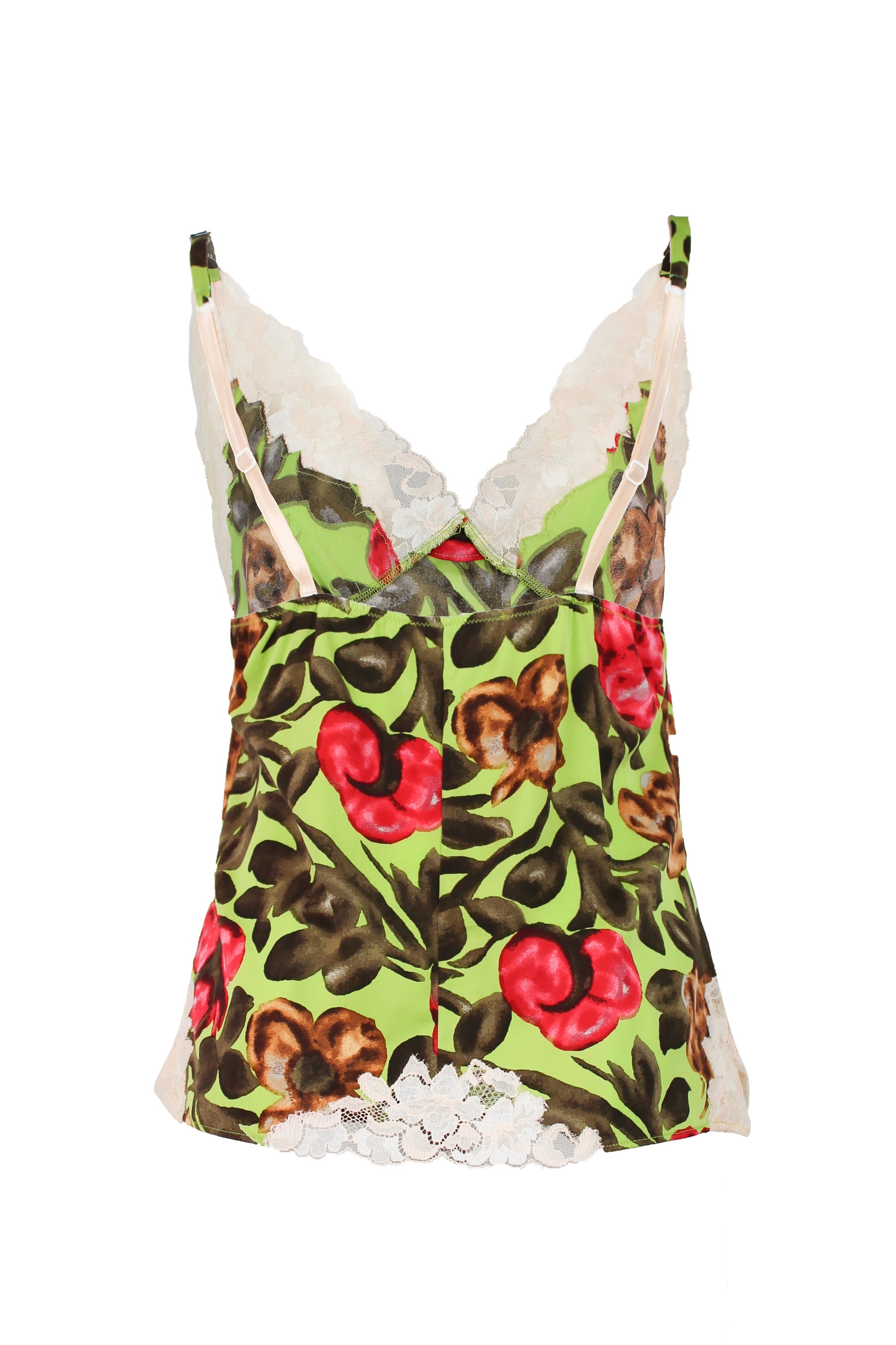 Silk Floral Top with Lace Inserts