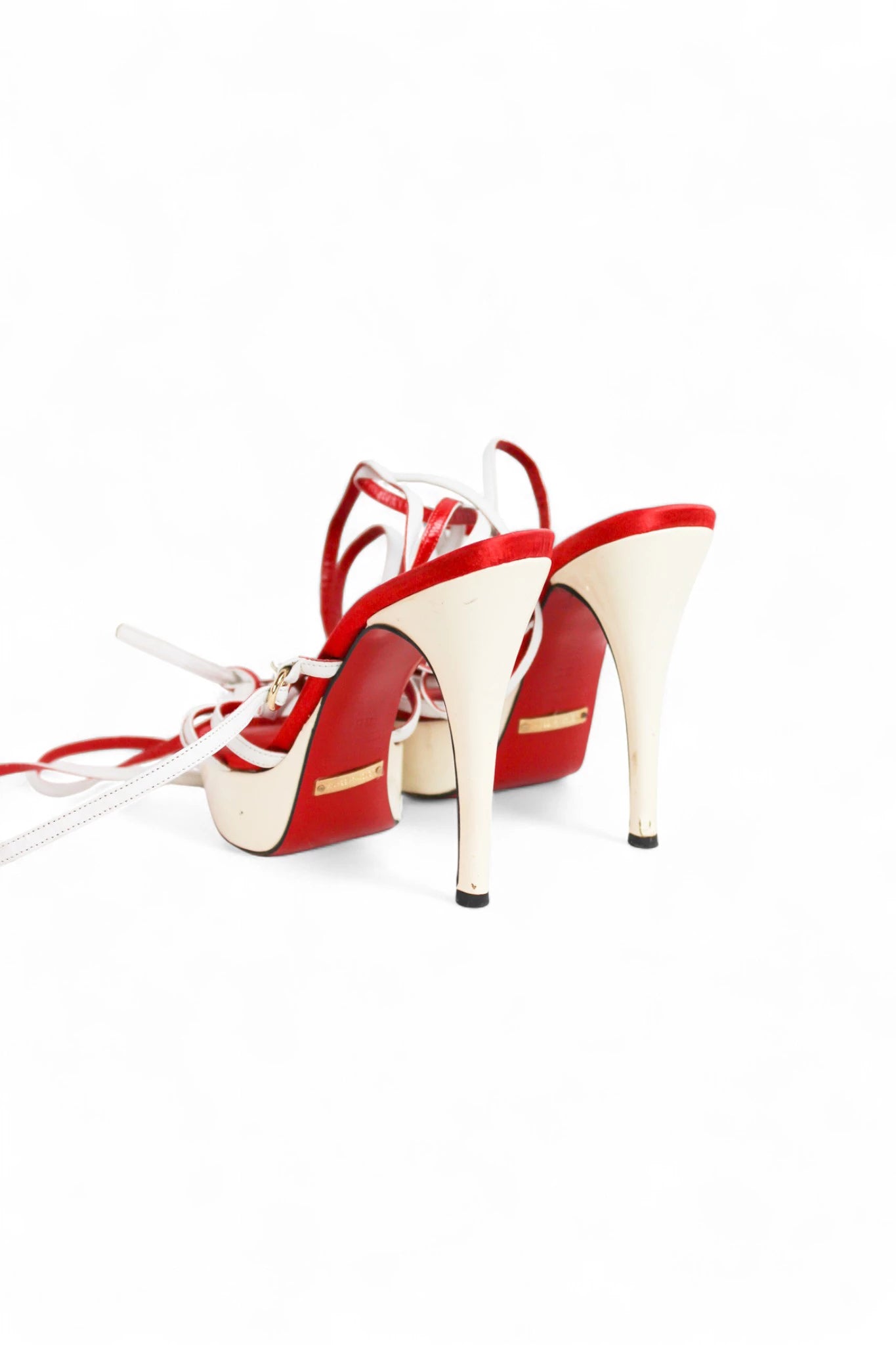 White Patent Platform Heels with Red Details SS2006