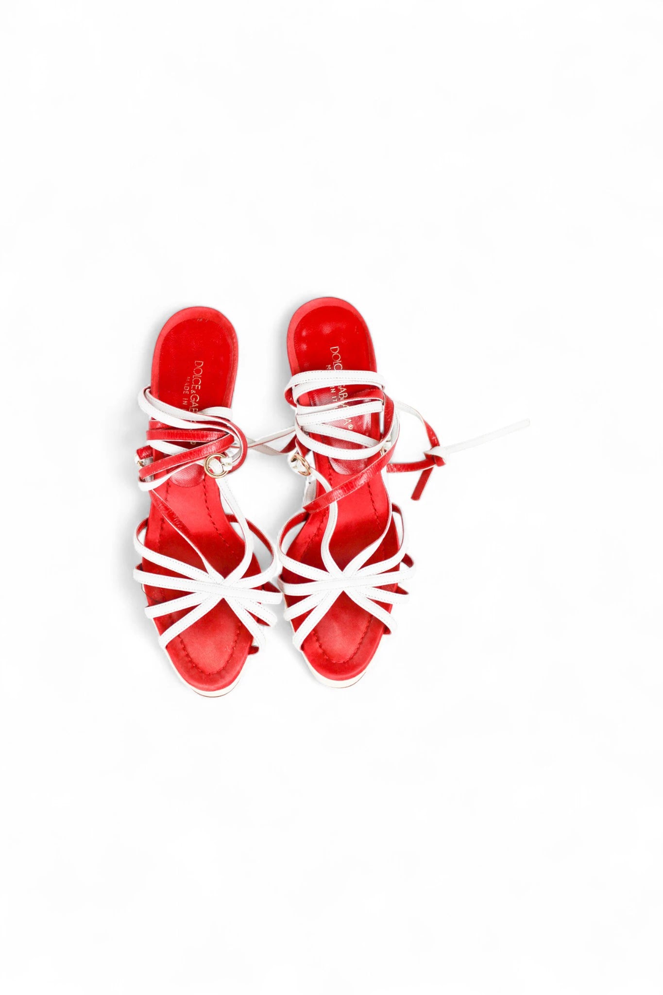 White Patent Platform Heels with Red Details SS2006