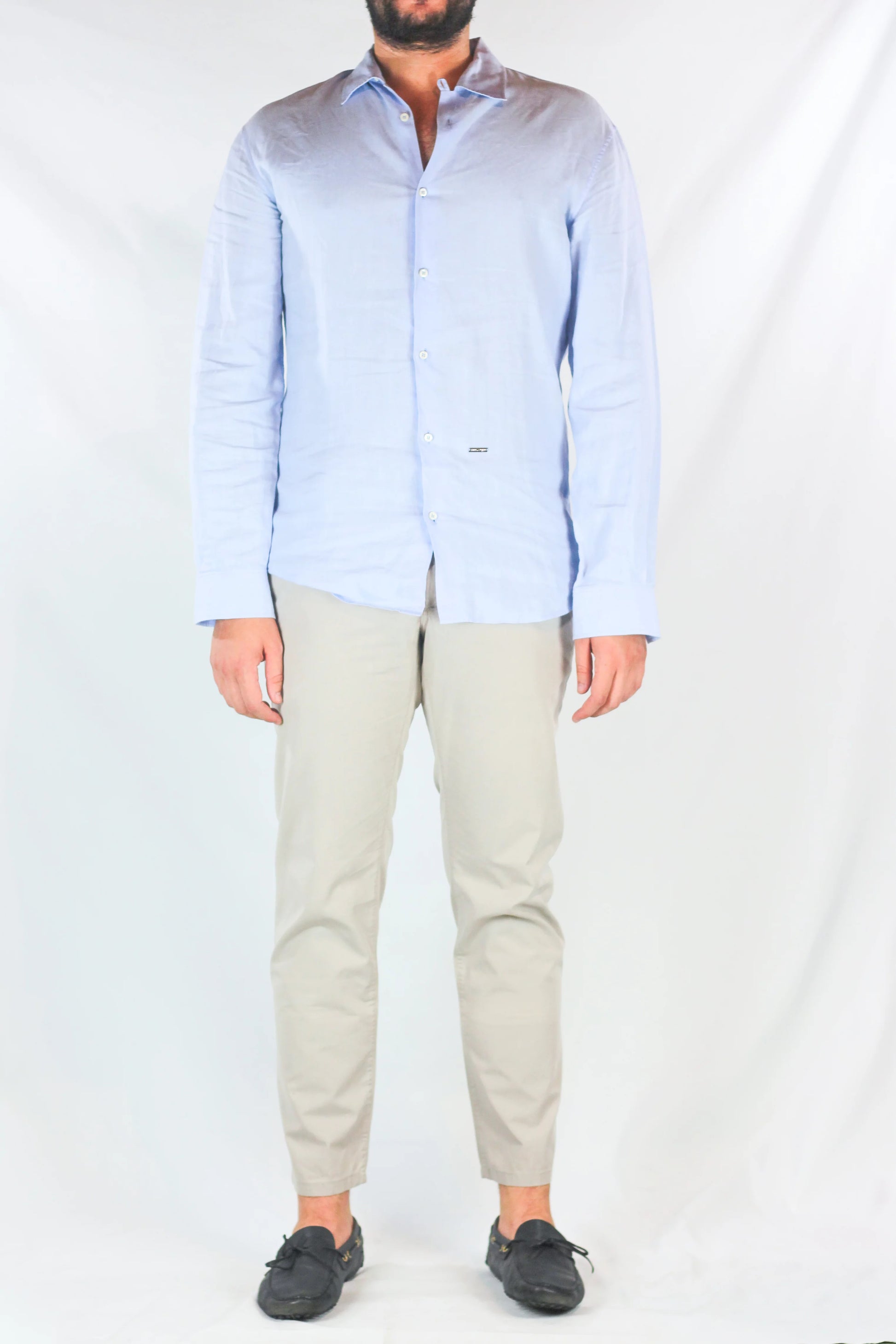Cotton Chino Trousers in Stone Beige